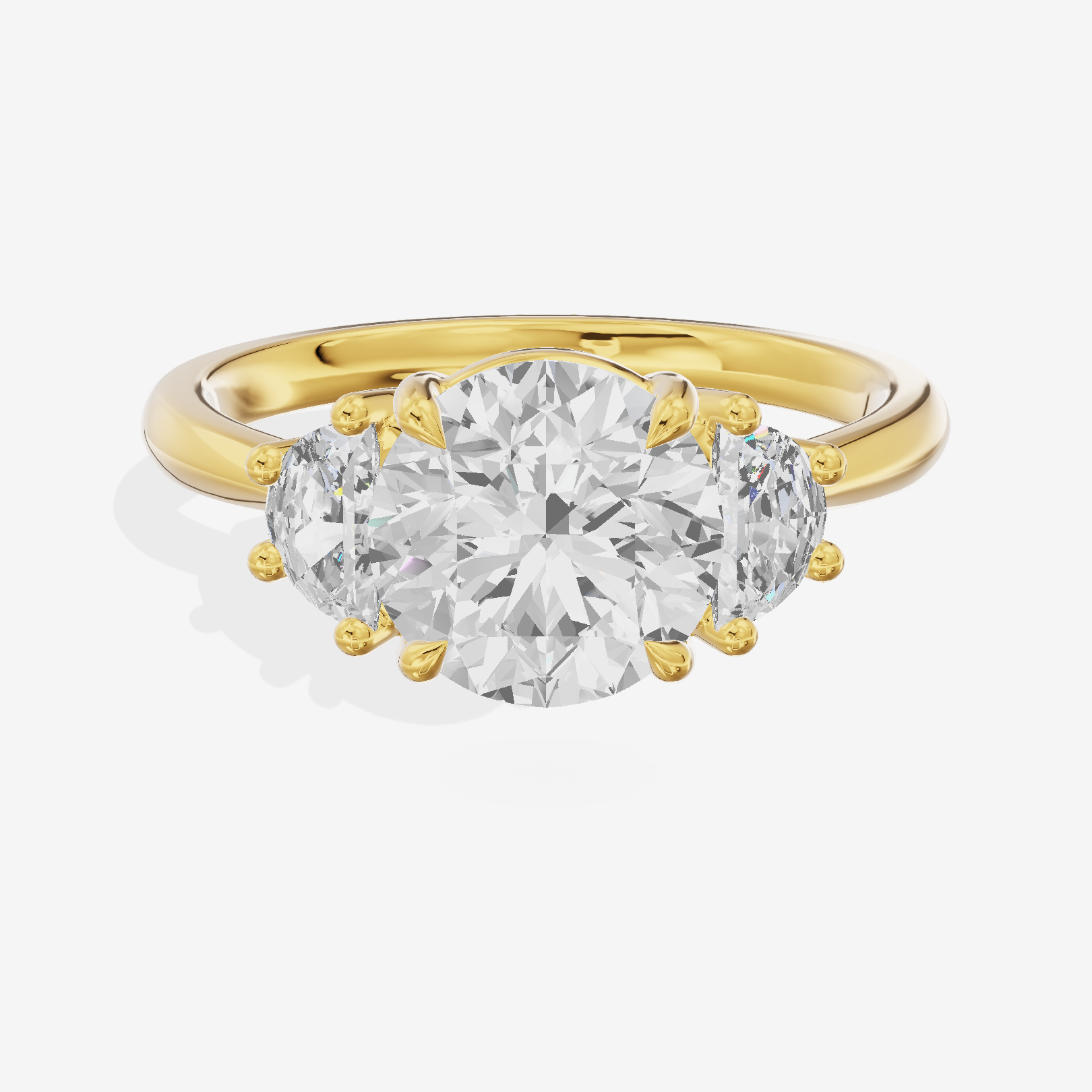 Petite Belovae Round Three Stone Engagement Ring (1/2 ct. tw.) in 18K Yellow Gold