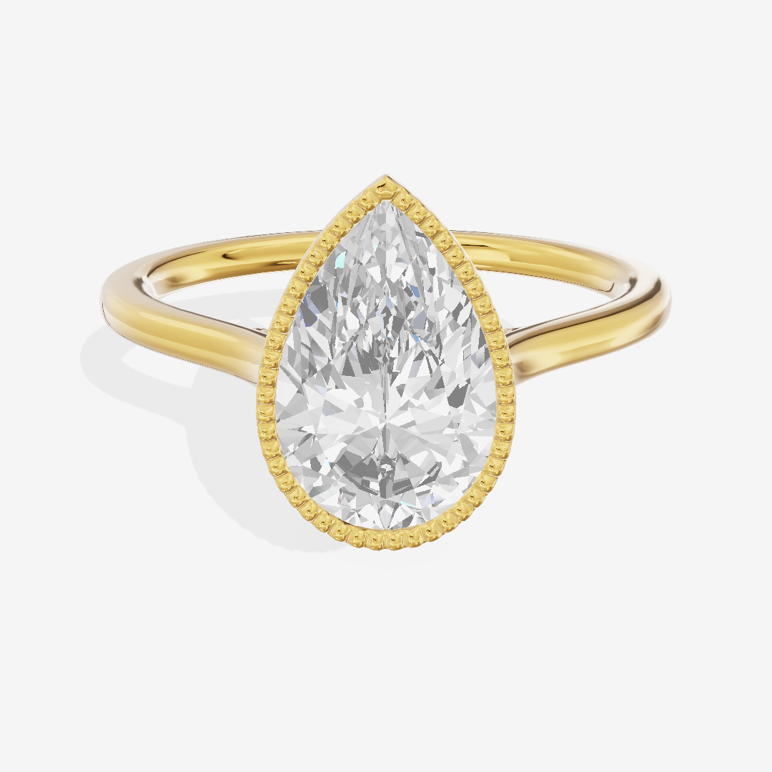 Modern Coeurine 1.5mm Pear Bezel Engagement Ring in 14K Yellow Gold