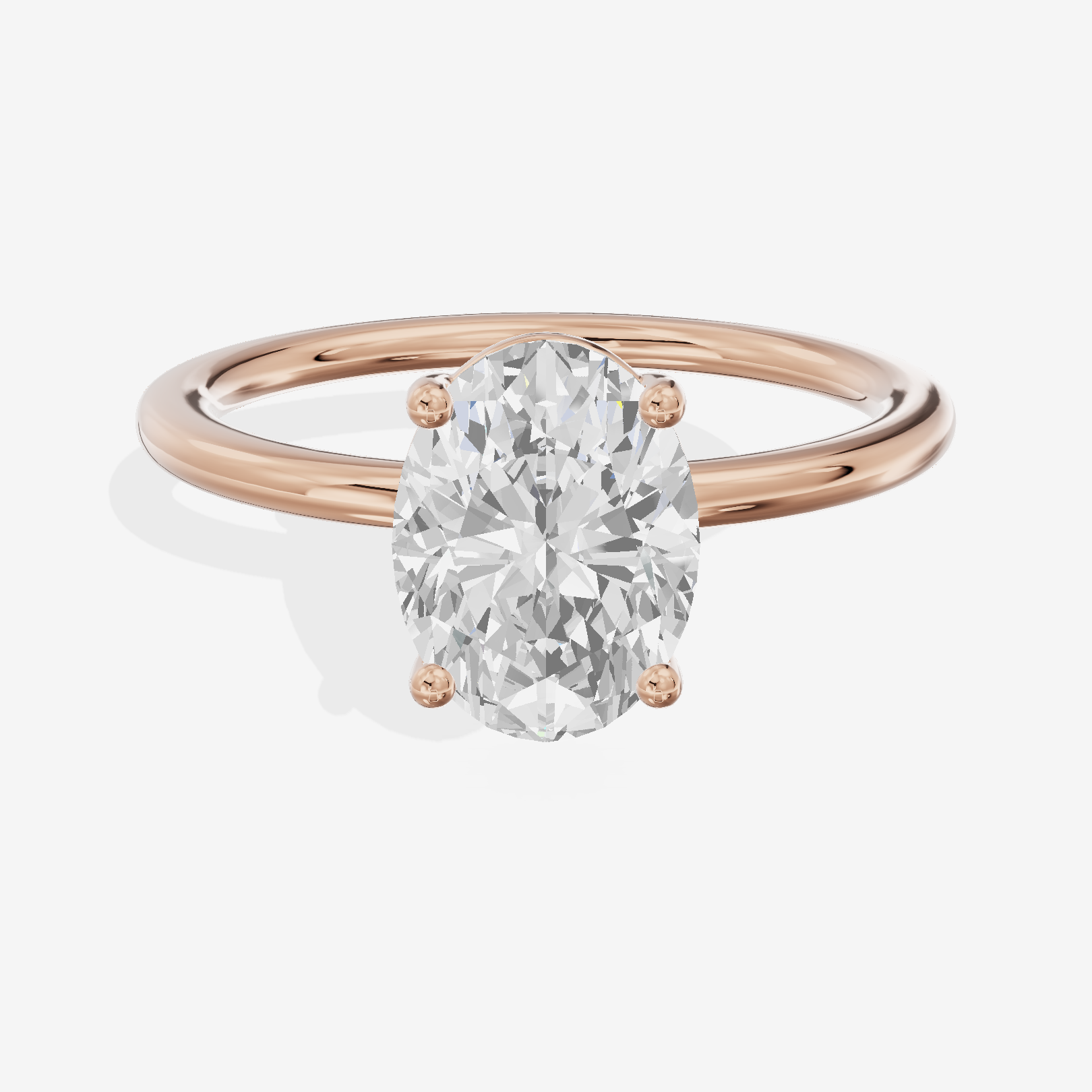 Crowned Vowsae 1.5mm Oval Solitaire Engagement Ring in 18K Rose Gold