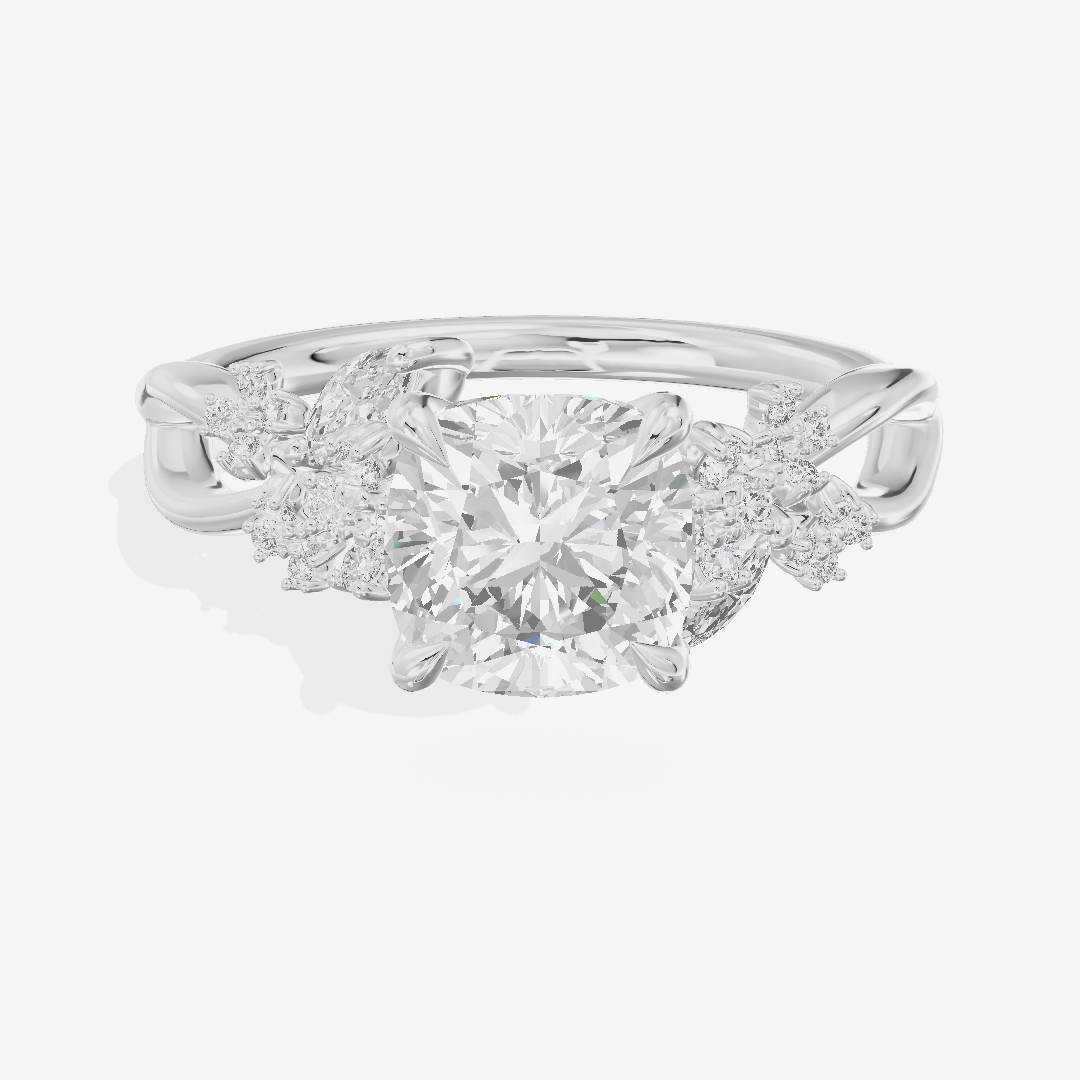 Classic Lightwoven Cushion Engagement Ring with Side Stones (1/4 ct. tw.) in Platinum