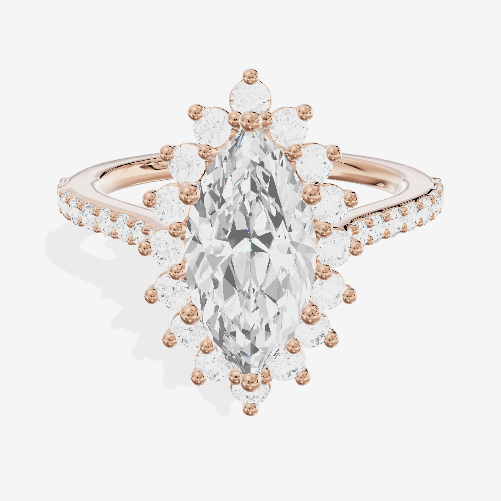 Sincere Halo Marquise Engagement Ring (1/15 ct. tw.) in 14K Rose Gold