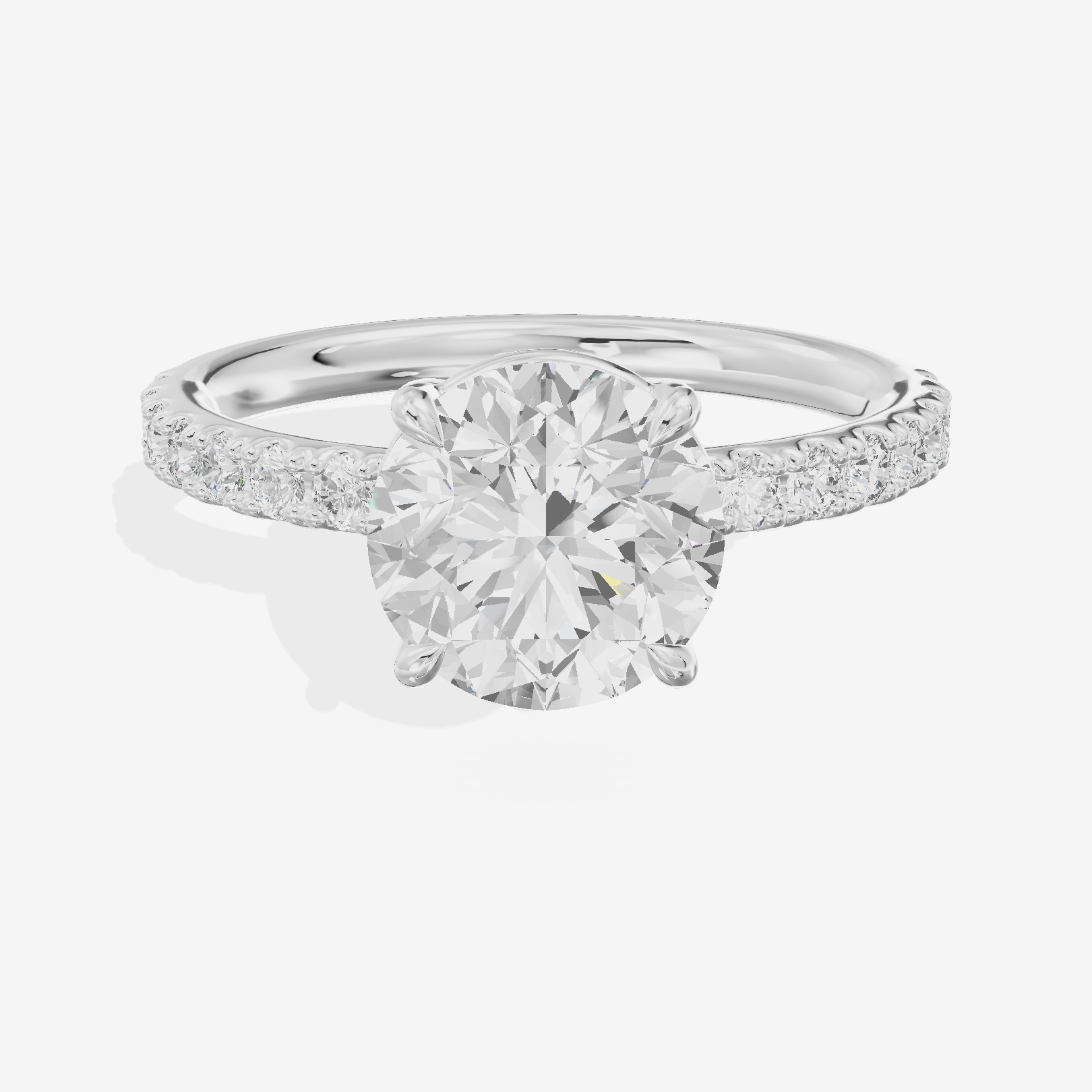 Selenia Basket Split Shank Round Engagement Ring with Side Stones (1/8 ct. tw.) in Platinum