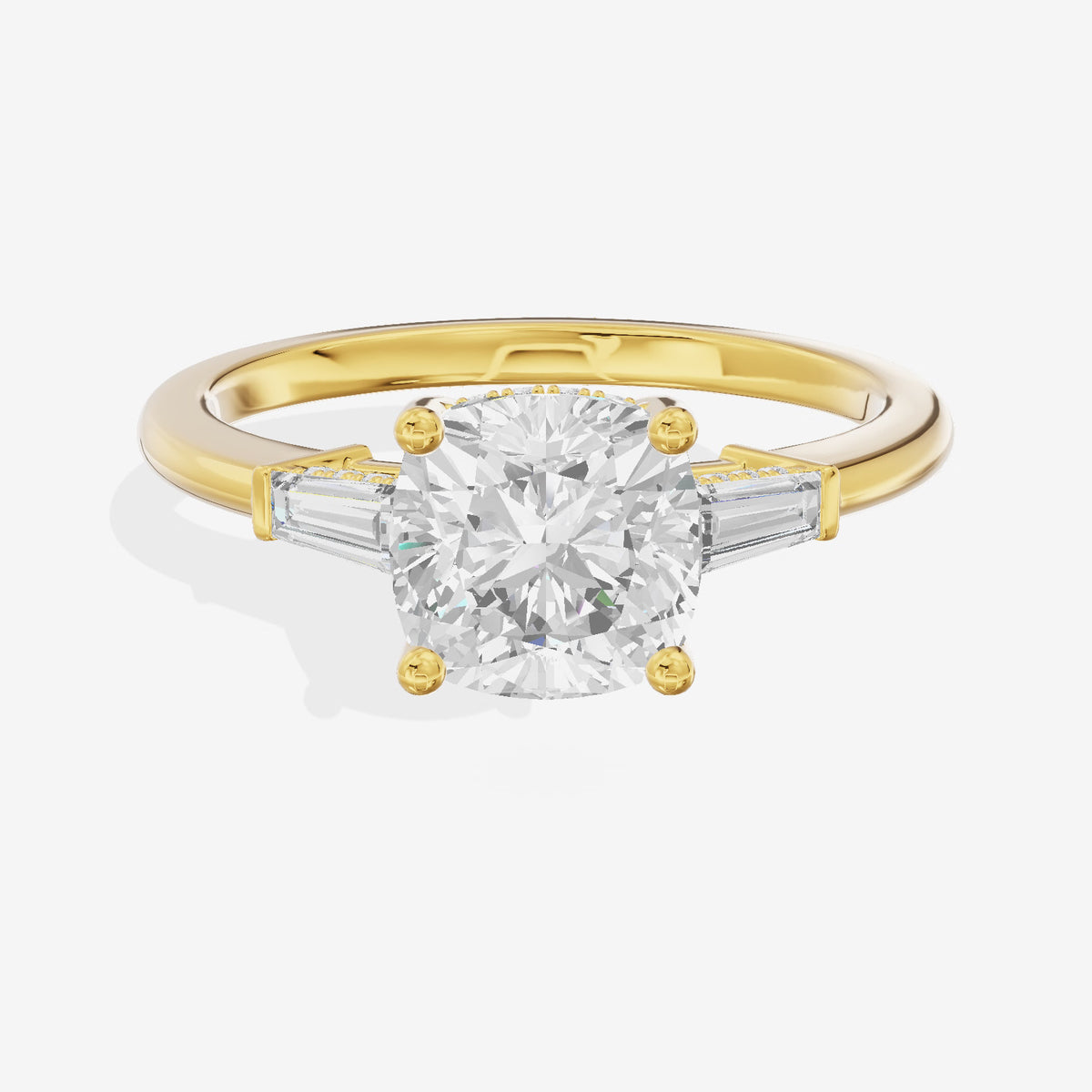 Liviana Three Stone Cushion Engagement Ring (1/4 ct. tw.) in 14K Yellow Gold