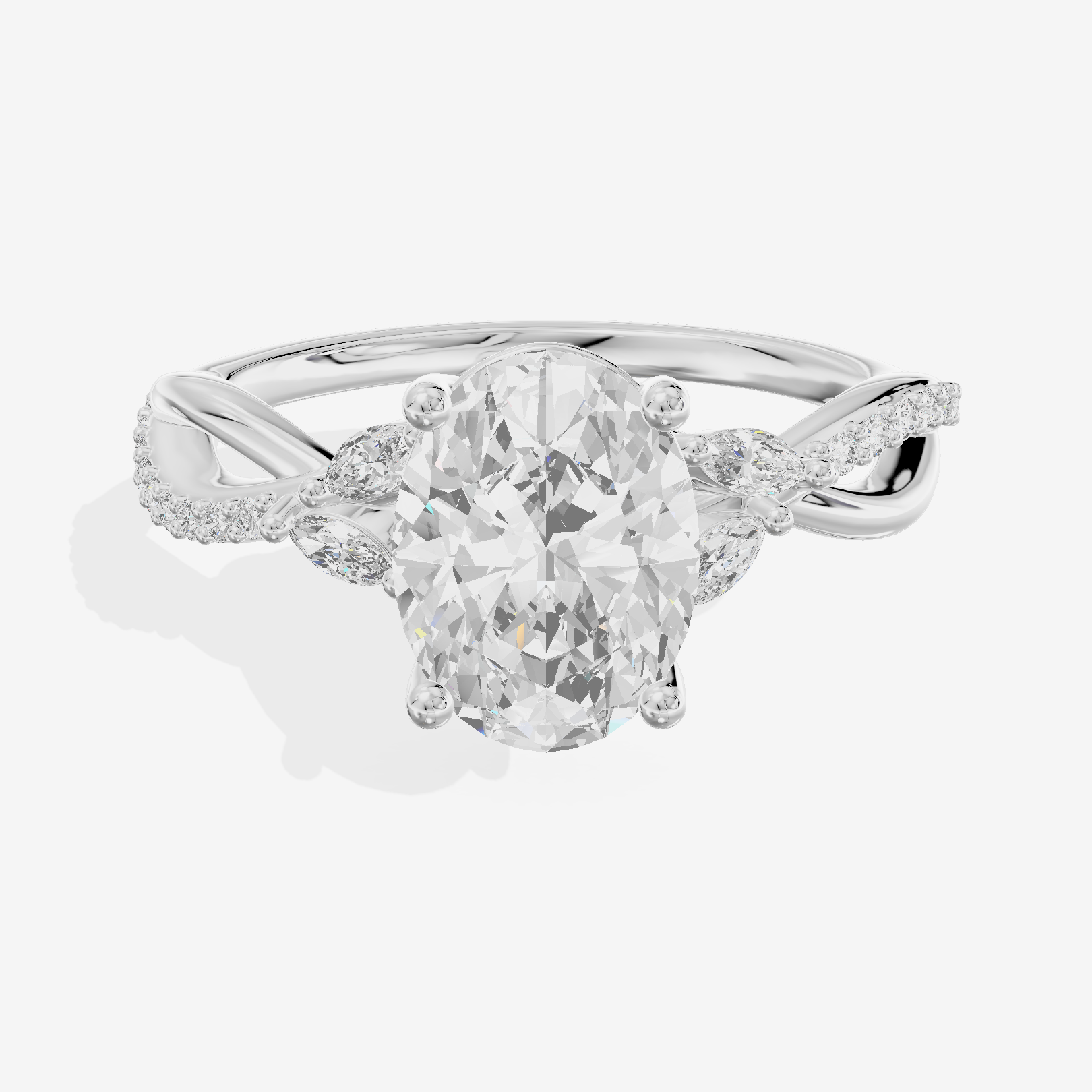 Petite Twine Oval Twisted Engagement Ring (1/5 ct. tw.) in Platinum