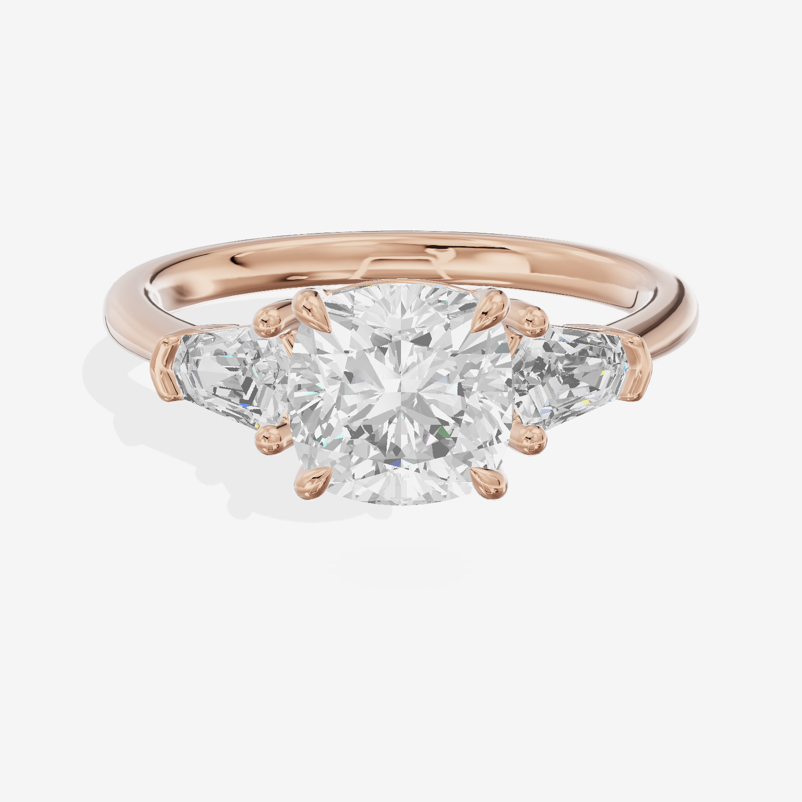 Maia Three Stone Cushion Engagement Ring (1/4 ct. tw.) in 14K Rose Gold