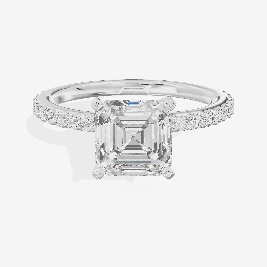 Petite Trellise Asscher Engagement Ring with Side Stones (1/3 ct. tw.) in Platinum