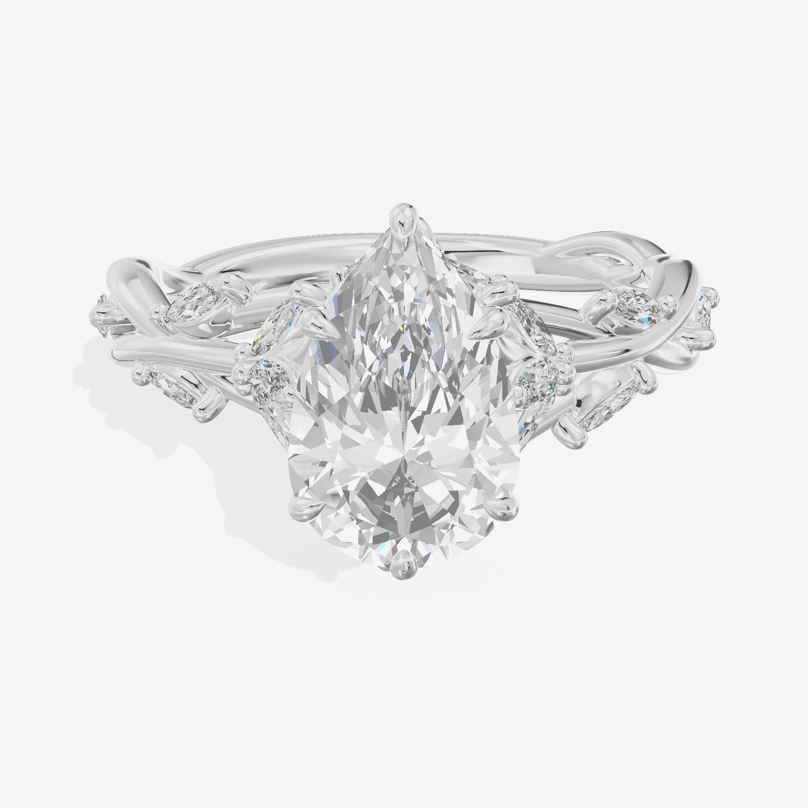 Twine Pavé Pear Twisted Engagement Ring (1/2 ct. tw.) in Platinum