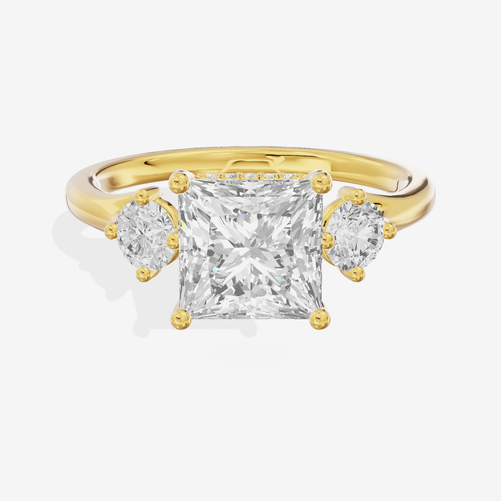 Luxe Solea Three Stone Princess Engagement Ring (1/3 ct. tw.) in 18K Yellow Gold