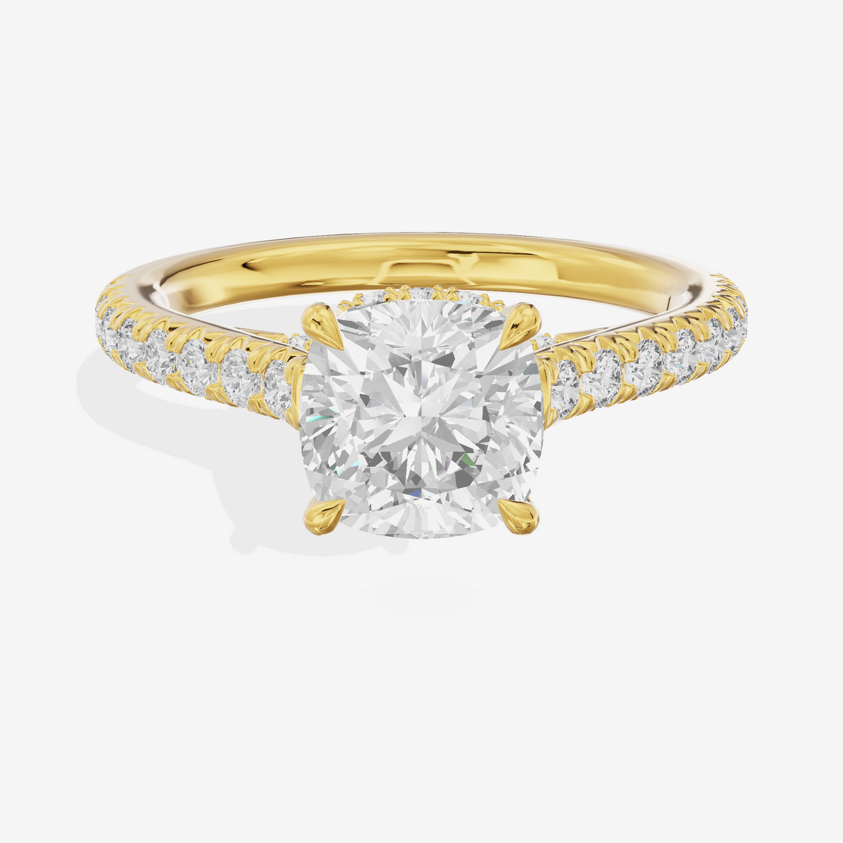 Modern Linger Cushion Engagement Ring with Side Stones (3/4 ct. tw.) in 14K Yellow Gold