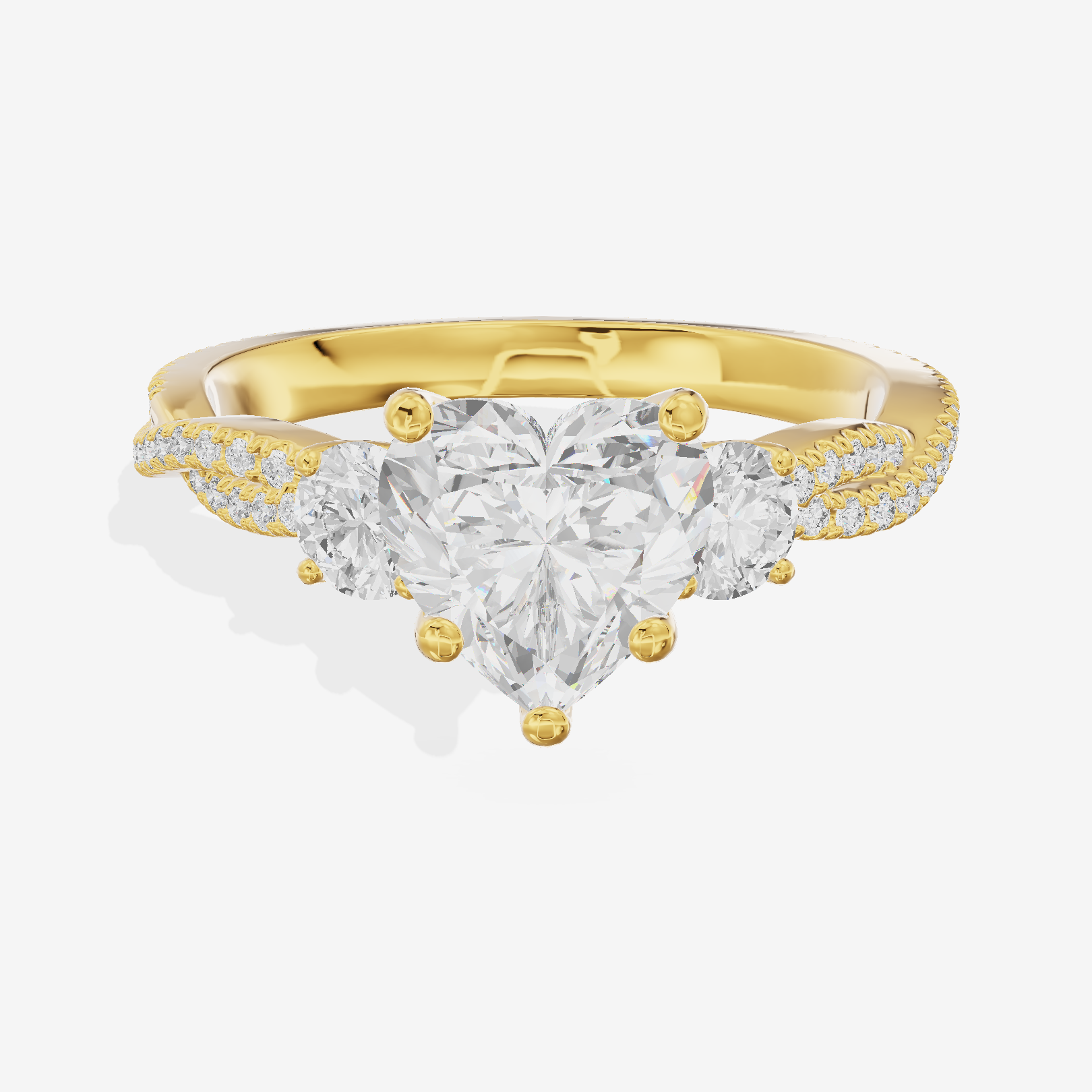 Petite Twine Three Stone Heart Engagement Ring (1/2 ct. tw.) in 14K Yellow Gold