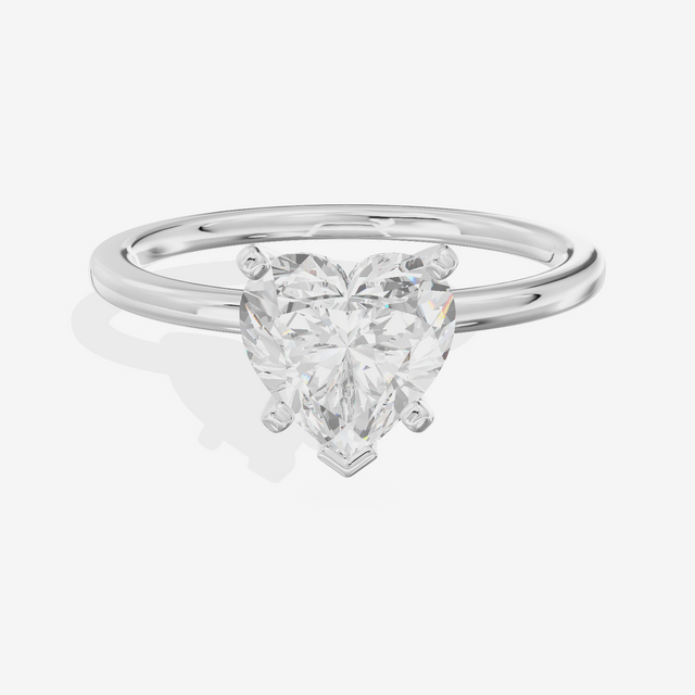 Petite Sincere 1.5mm Heart Six-Prong Engagement Ring in 14K White Gold