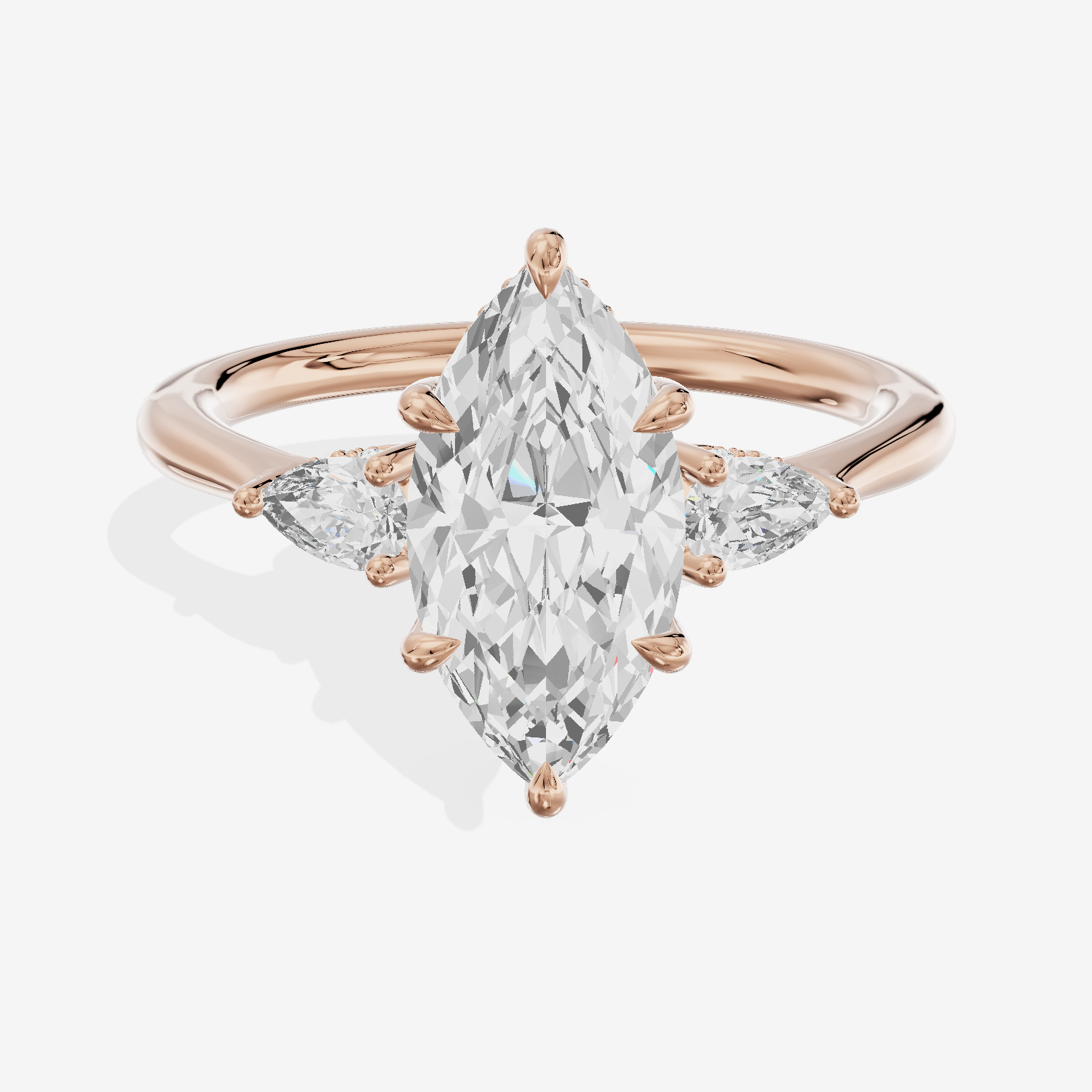 Petite Vowsae Three Stone Marquise Engagement Ring (1/4 ct. tw.) in 18K Rose Gold