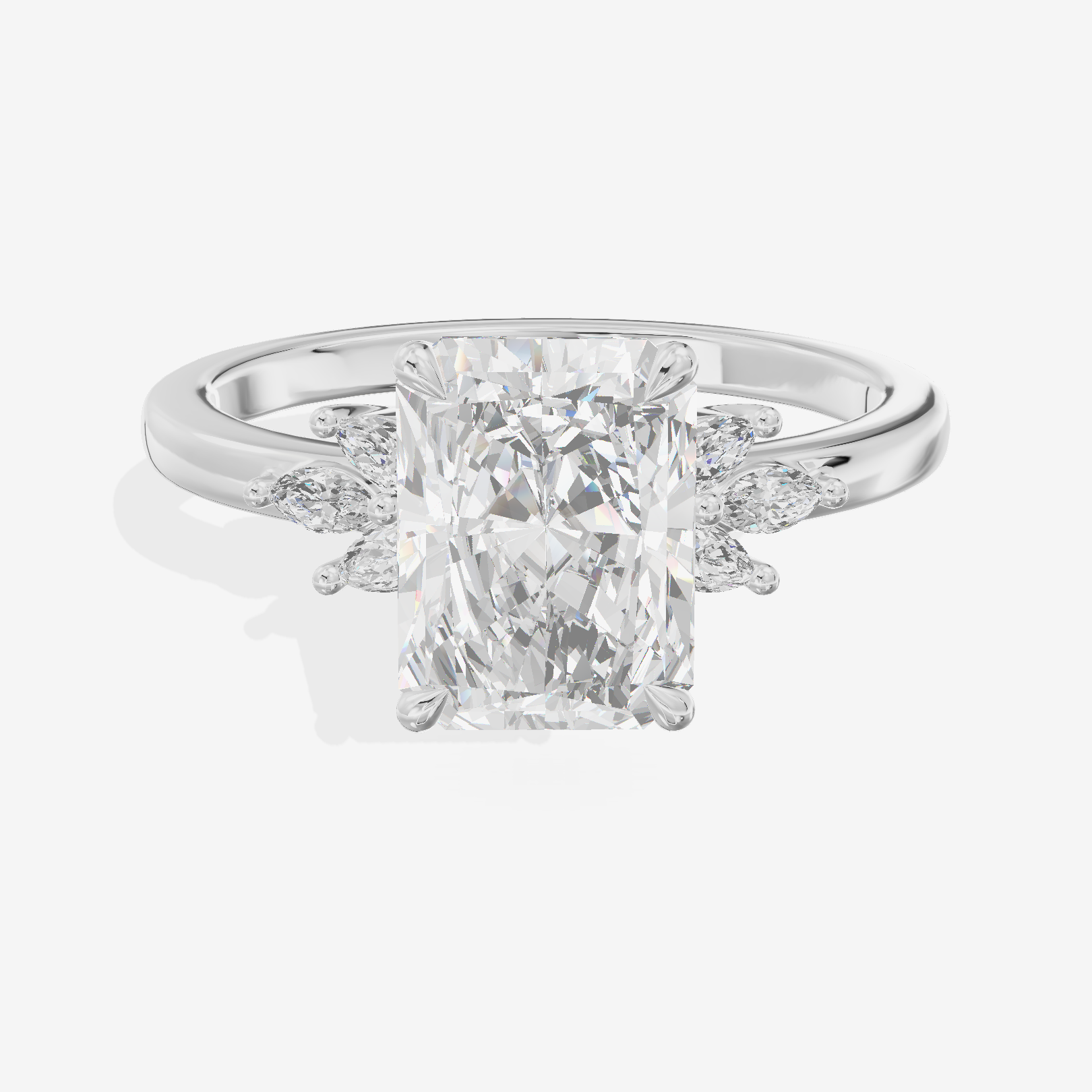 Modern Halcyon Radiant Engraved Engagement Ring (1/5 ct. tw.) in 18K White Gold