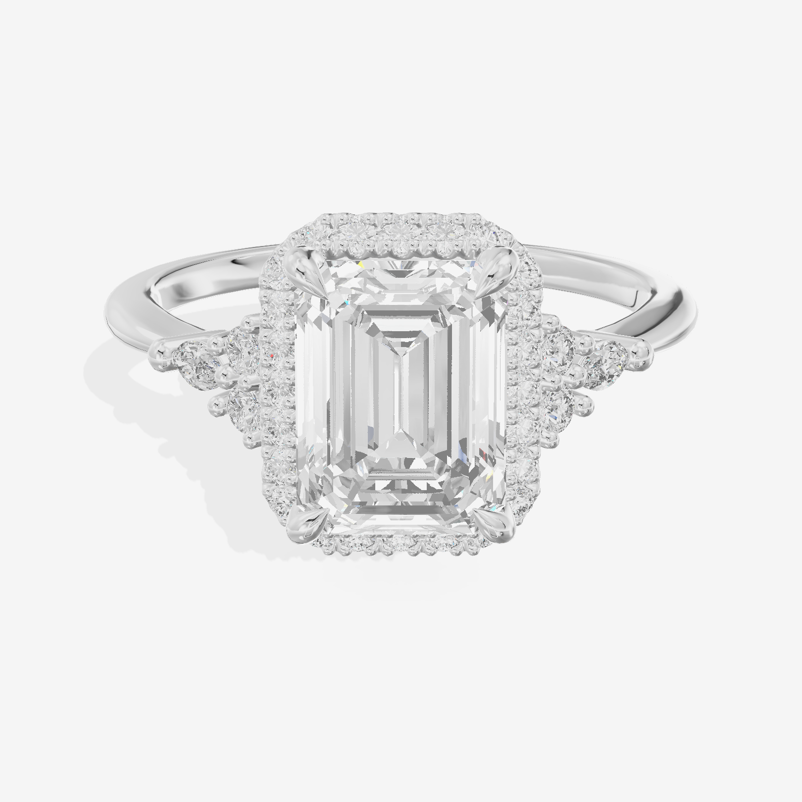 Lumina Halo Ring Emerald Engagement Ring (1/4 ct. tw.) in Platinum