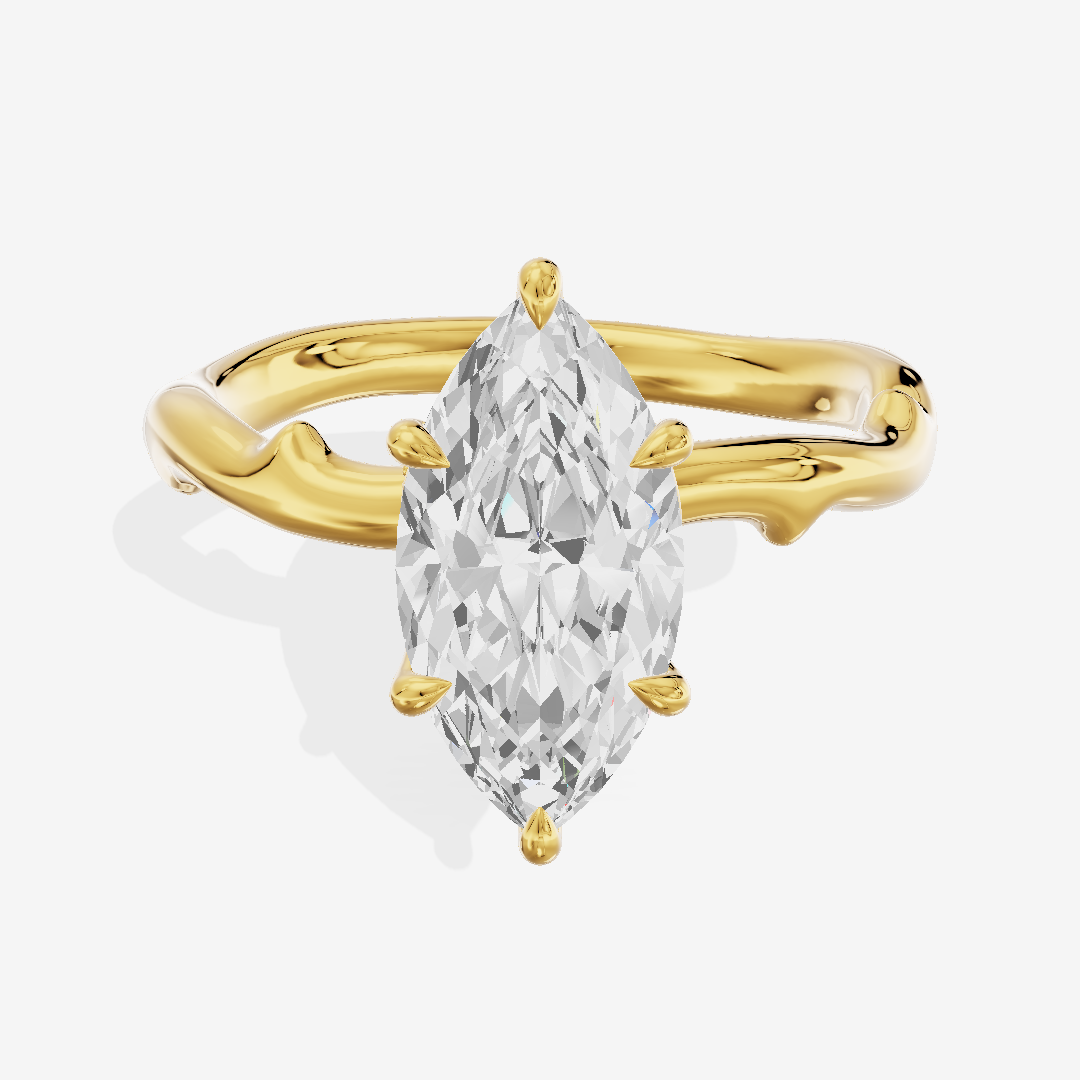 Grand Cherubine Marquise Engagement Ring with Side Stones (1/4 ct. tw.) in 18K Yellow Gold