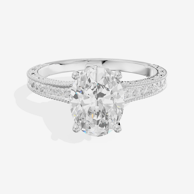 Vintage Sincere Oval Engagement Ring (1/10 ct. tw.) in Platinum
