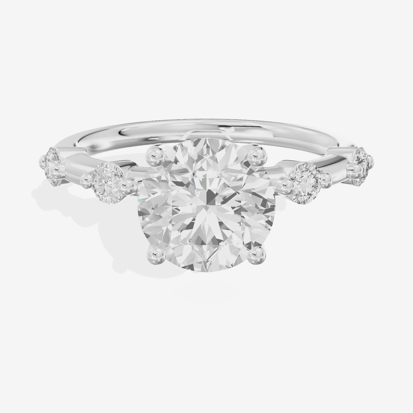 Petite Heartline Round Engagement Ring with Side Stones (1/5 ct. tw.) in 18K White Gold