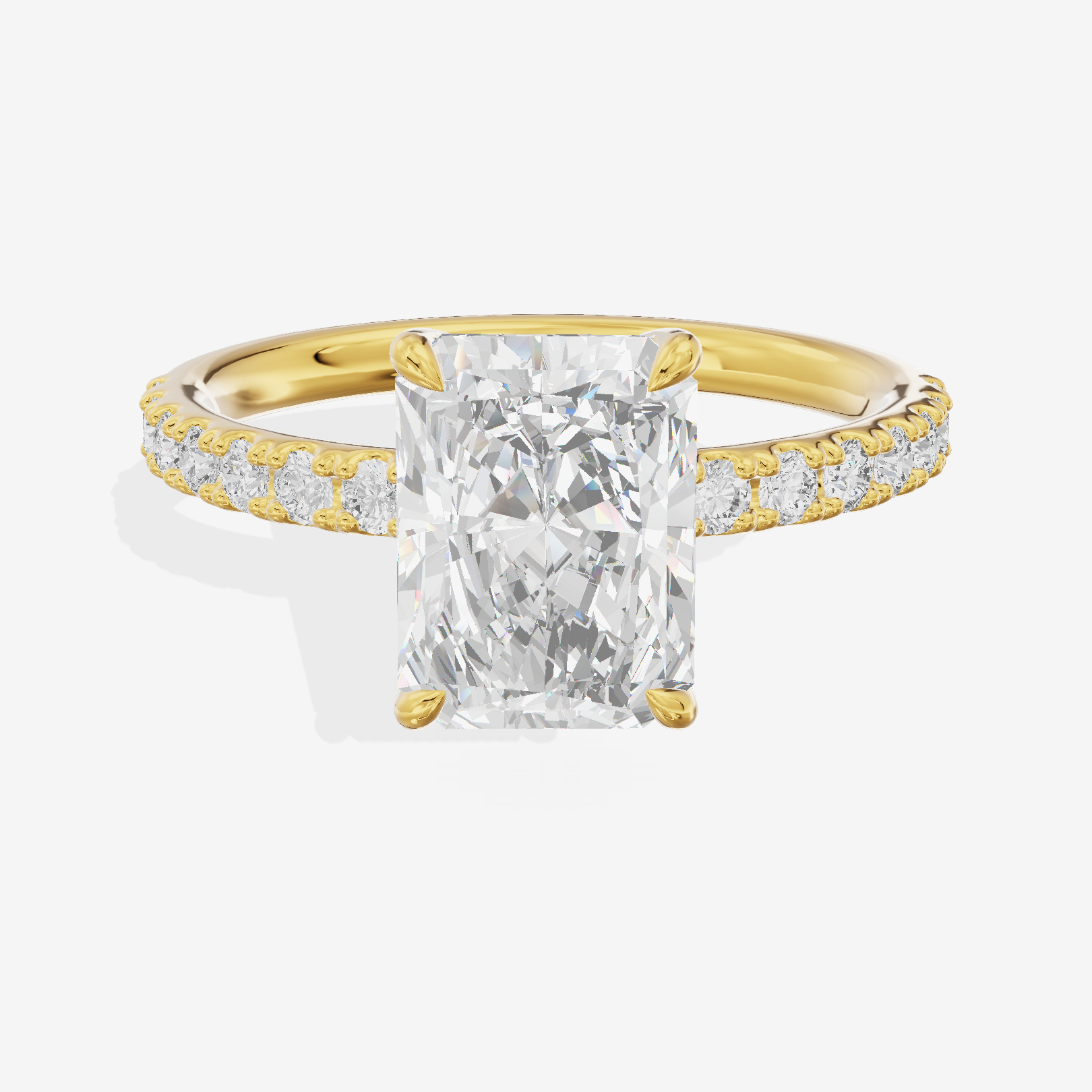 Selenia Basket Split Shank Radiant Engagement Ring with Side Stones (1/8 ct. tw.) in 18K Yellow Gold