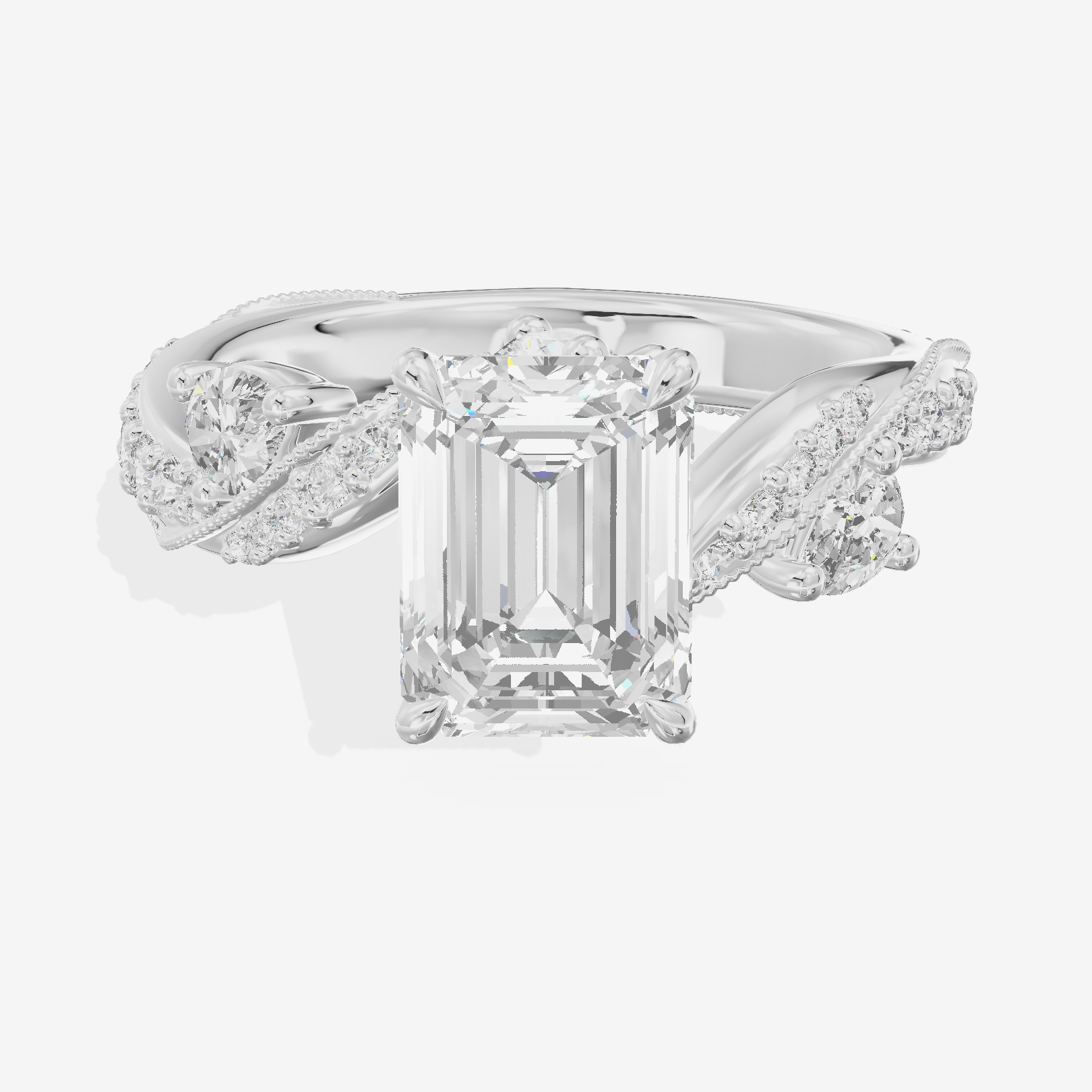 Grand Aurea Emerald Engagement Ring with Side Stones (3/4 ct. tw.) in Platinum