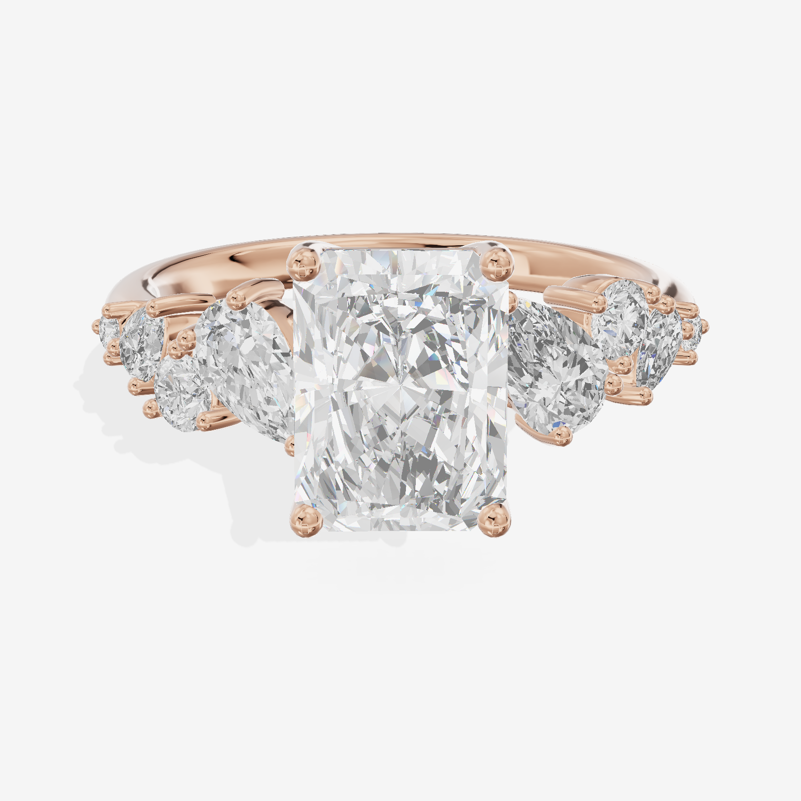 Selenia Cathedral 1.5mm Radiant Solitaire Engagement Ring in 18K Rose Gold