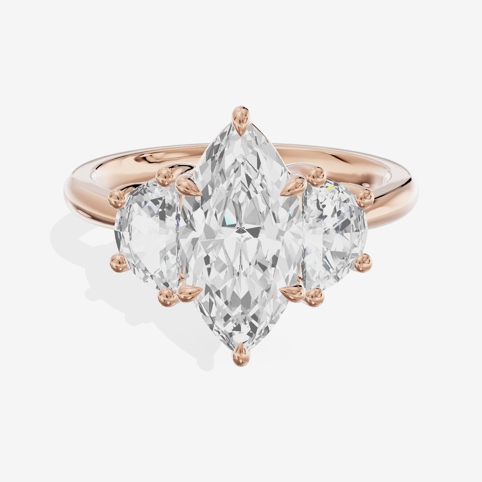 Classic Liviana Marquise Three Stone Engagement Ring (1/4 ct. tw.) in 18K Rose Gold