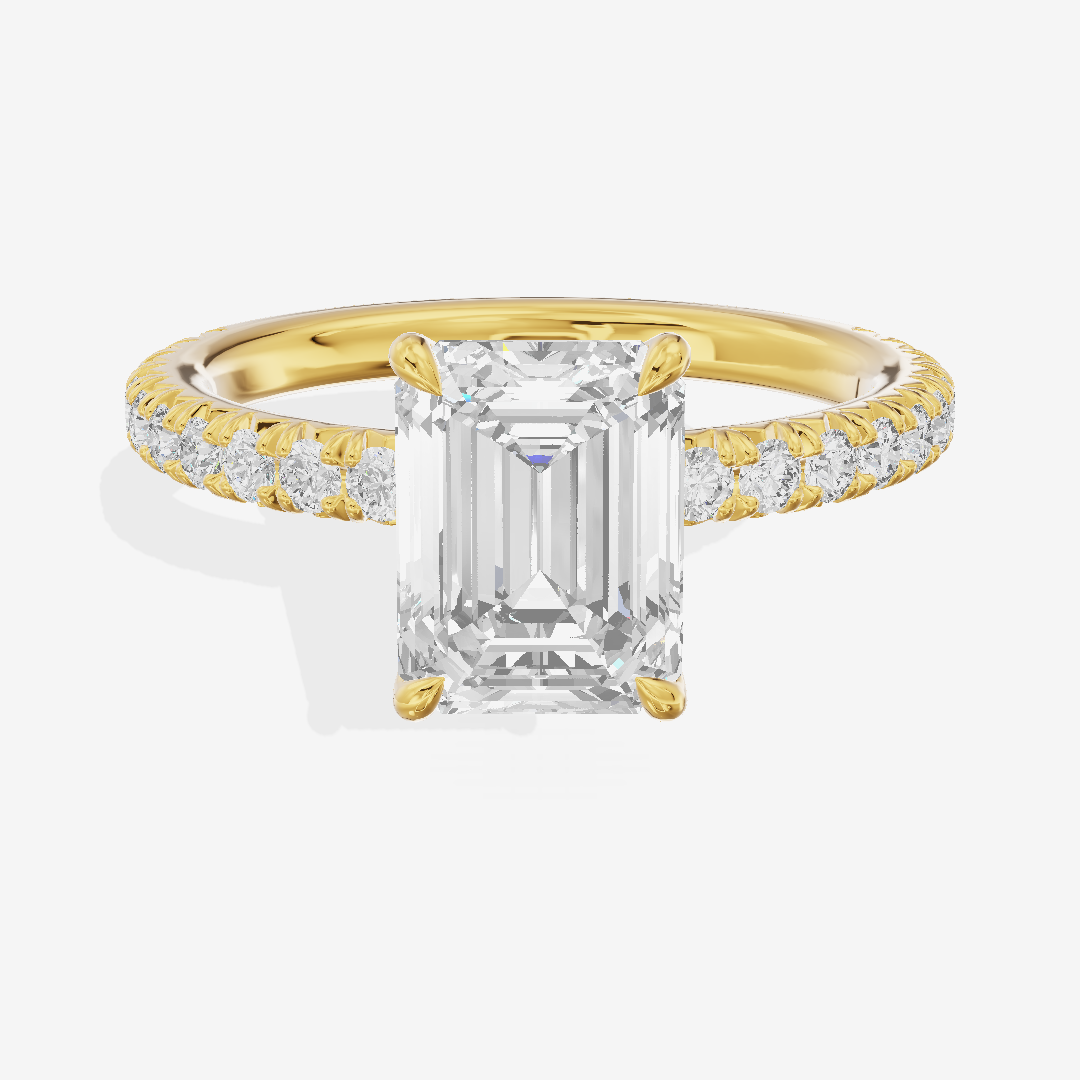 Tender Whisper Emerald Engagement Ring with Side Stones (1/6 ct. tw.) in 18K Yellow Gold