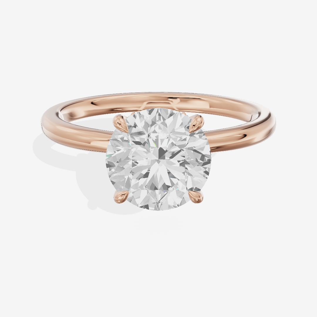 Grand Liviana Round Engagement Ring with Side Stones (1/10 ct. tw.) in 18K Rose Gold