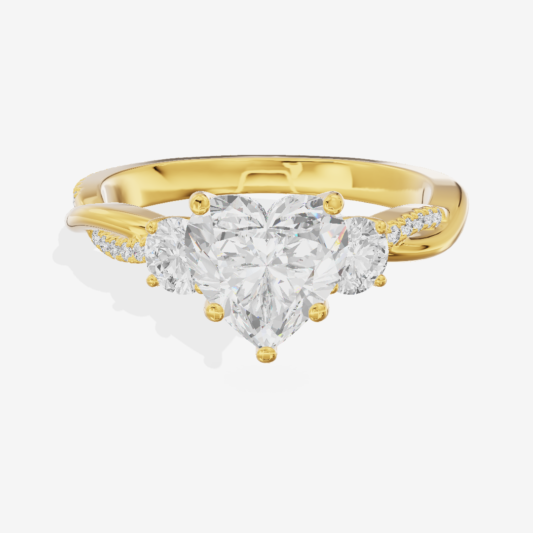 Petite Promezza Three Stone Heart Engagement Ring (2/5 ct. tw.) in 18K Yellow Gold