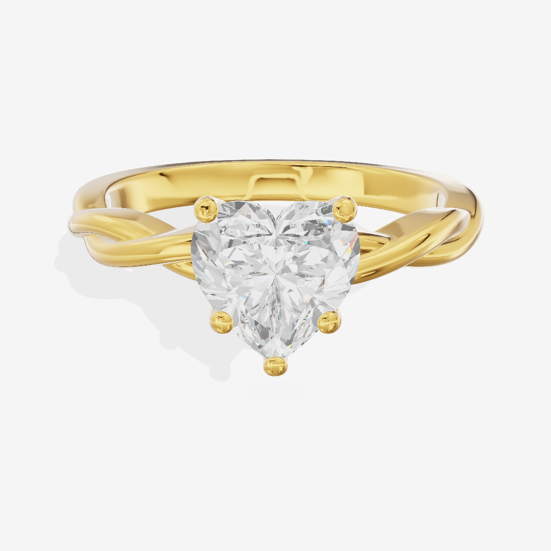 Twined Coeurine Heart Twisted Engagement Ring in 18K Yellow Gold