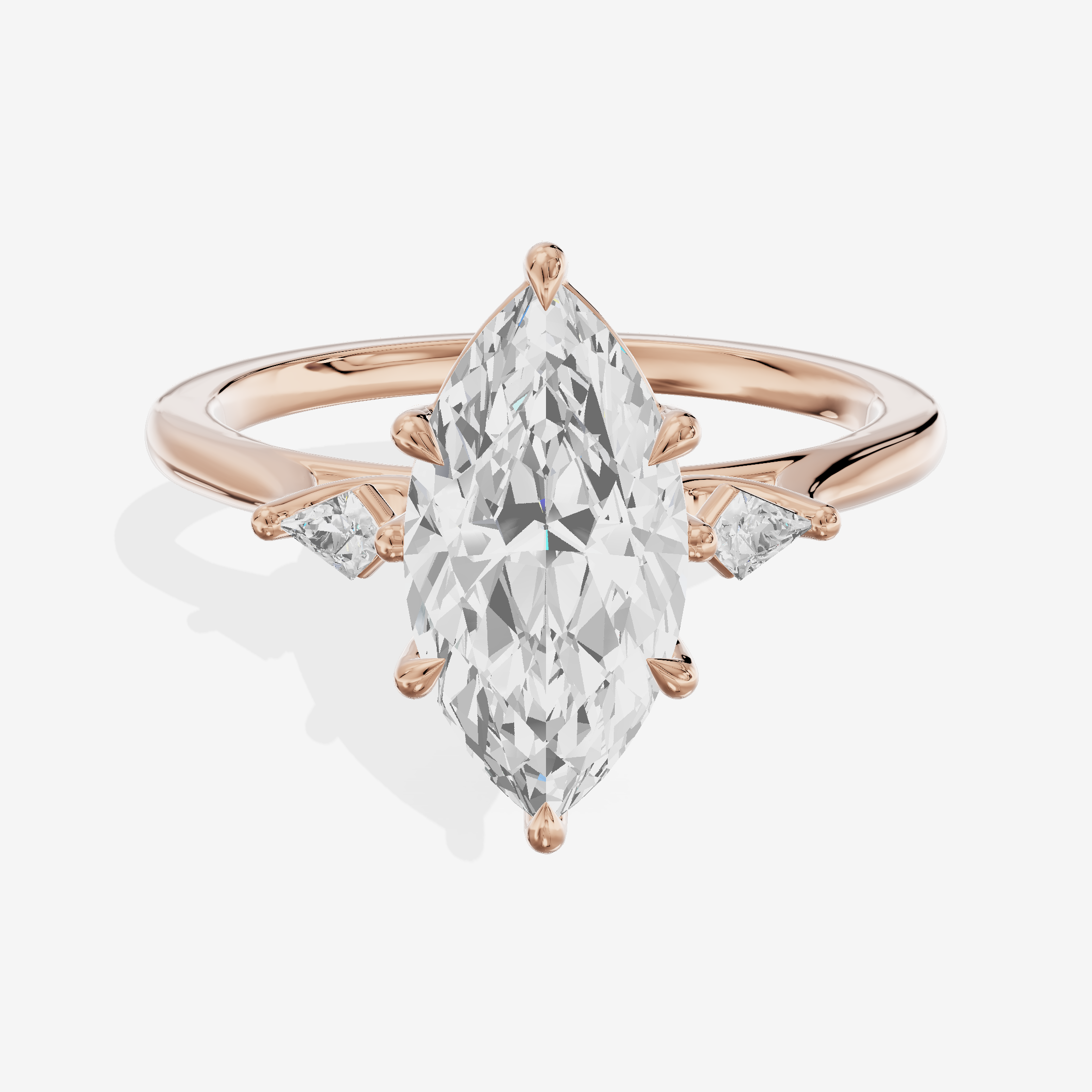 Petite Sincere Three Stone Marquise Engagement Ring (1/15 ct. tw.) in 14K Rose Gold