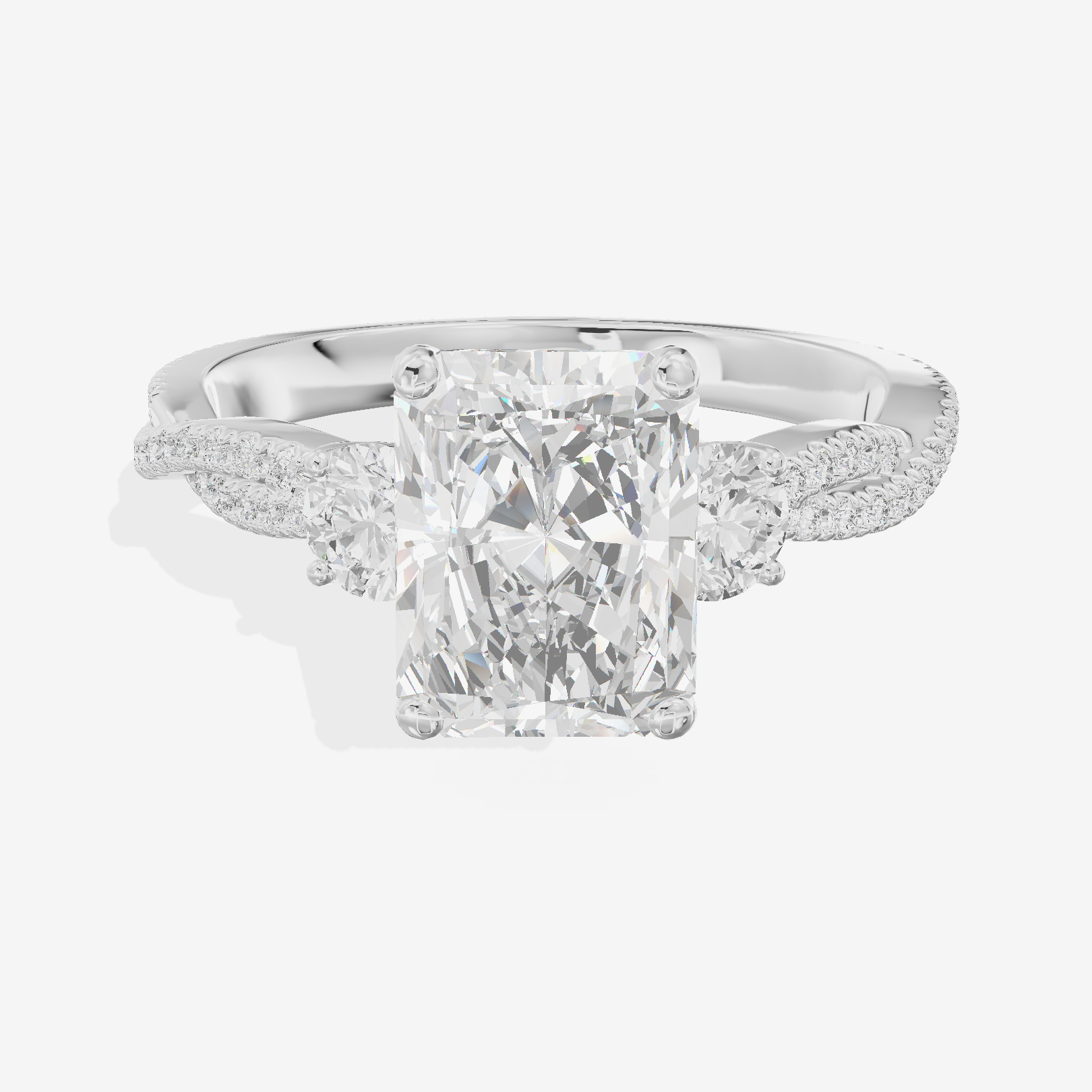 Petite Twine Three Stone Radiant Engagement Ring (1/2 ct. tw.) in 14K White Gold