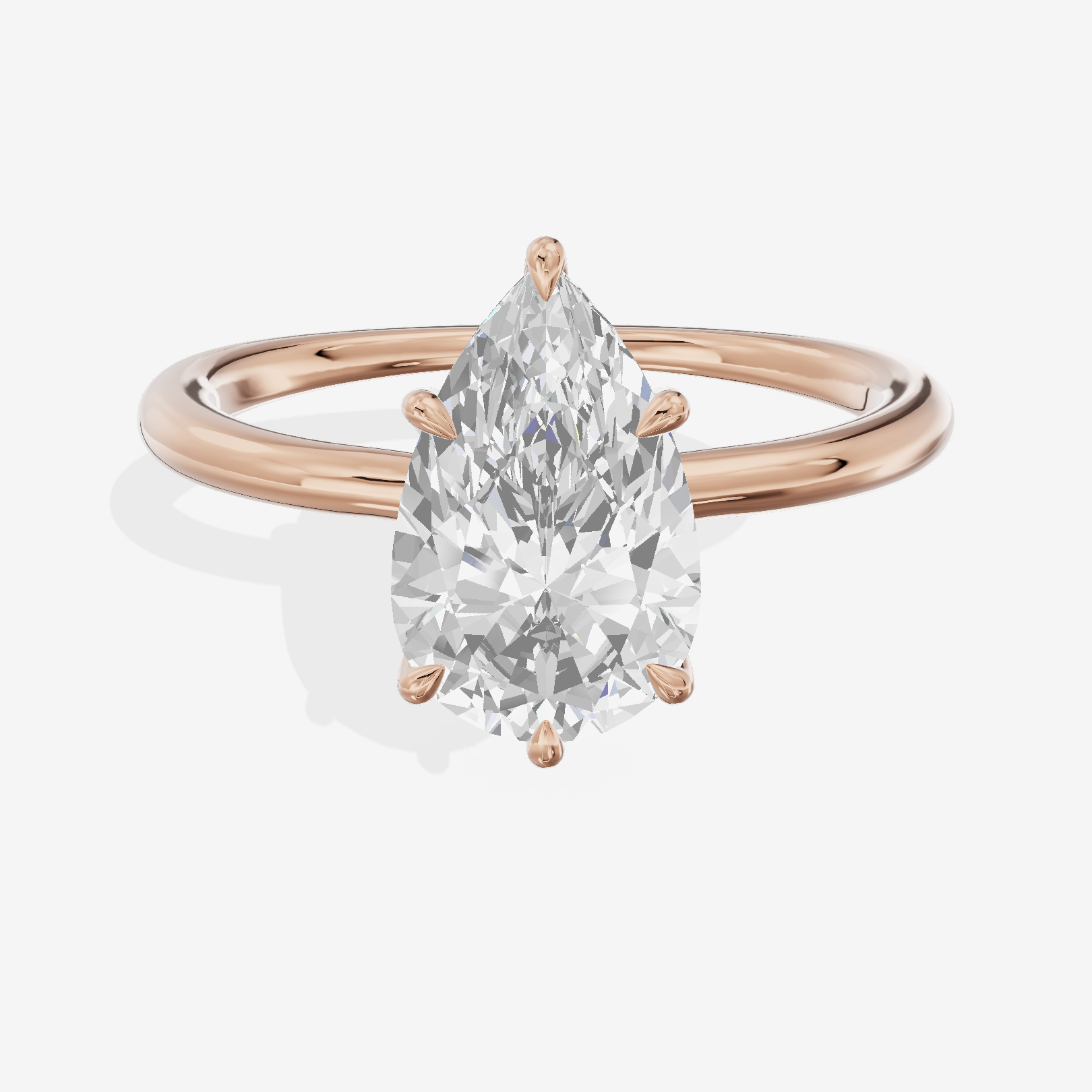 Modern Aimora 2.3mm Pear Six-Prong Engagement Ring in 14K Rose Gold