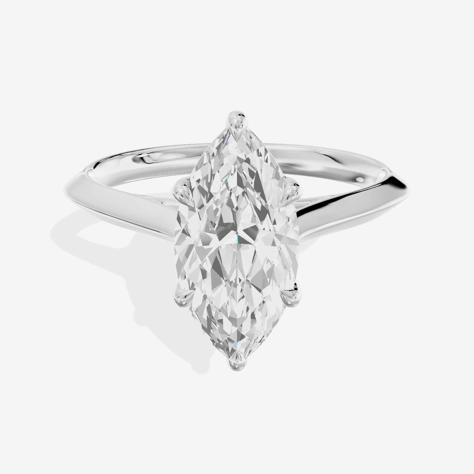 Belovae Solitaire 2mm Marquise Engagement Ring in 18K White Gold