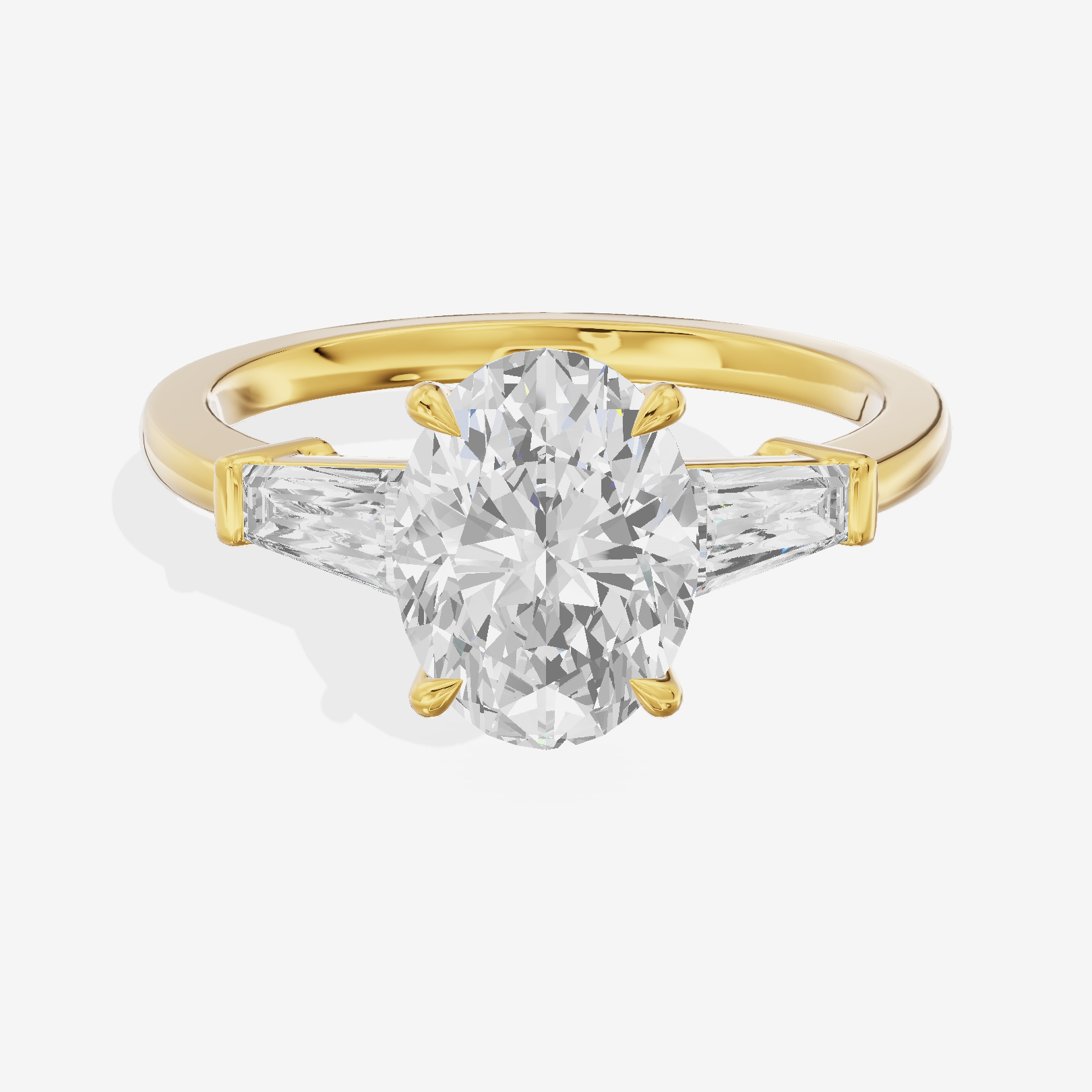 Vintage Coeurine Three Stone Oval Engagement Ring (1/2 ct. tw.) in 18K Yellow Gold