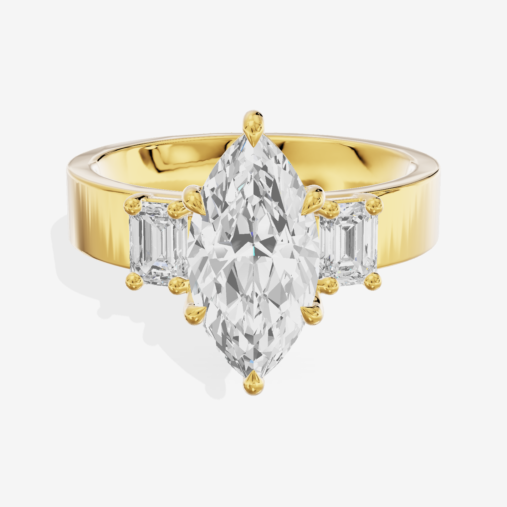 Vintage Vowsae Three Stone Marquise Engagement Ring (1/2 ct. tw.) in 18K Yellow Gold