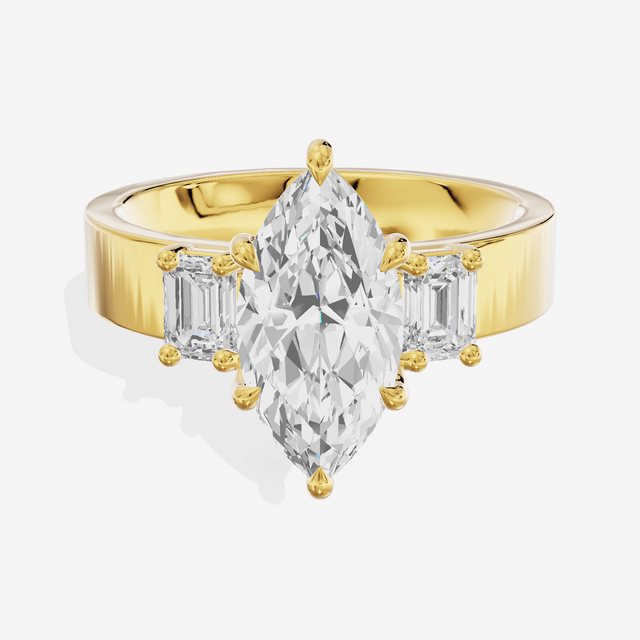 Vintage Vowsae Three Stone Marquise Engagement Ring (1/2 ct. tw.) in 18K Yellow Gold