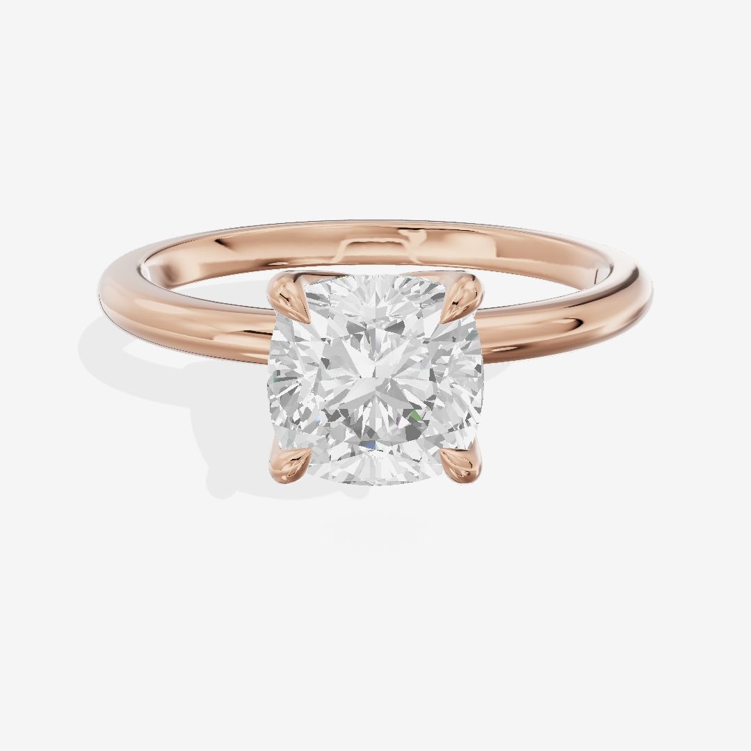 Vintage Aimora 1.8mm Cushion Solitaire Engagement Ring in 14K Rose Gold