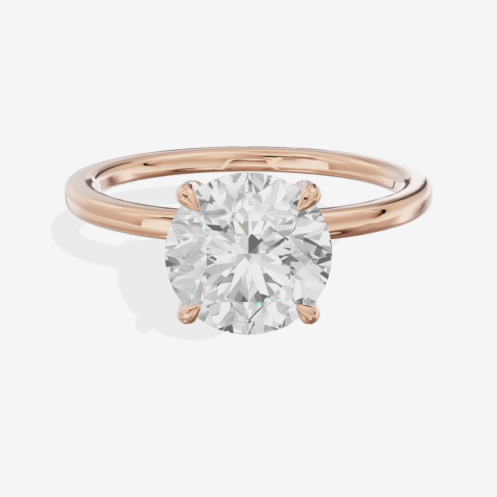 Lustrous Linger Round Engagement Ring with Side Stones (1/10 ct. tw.) in 14K Rose Gold