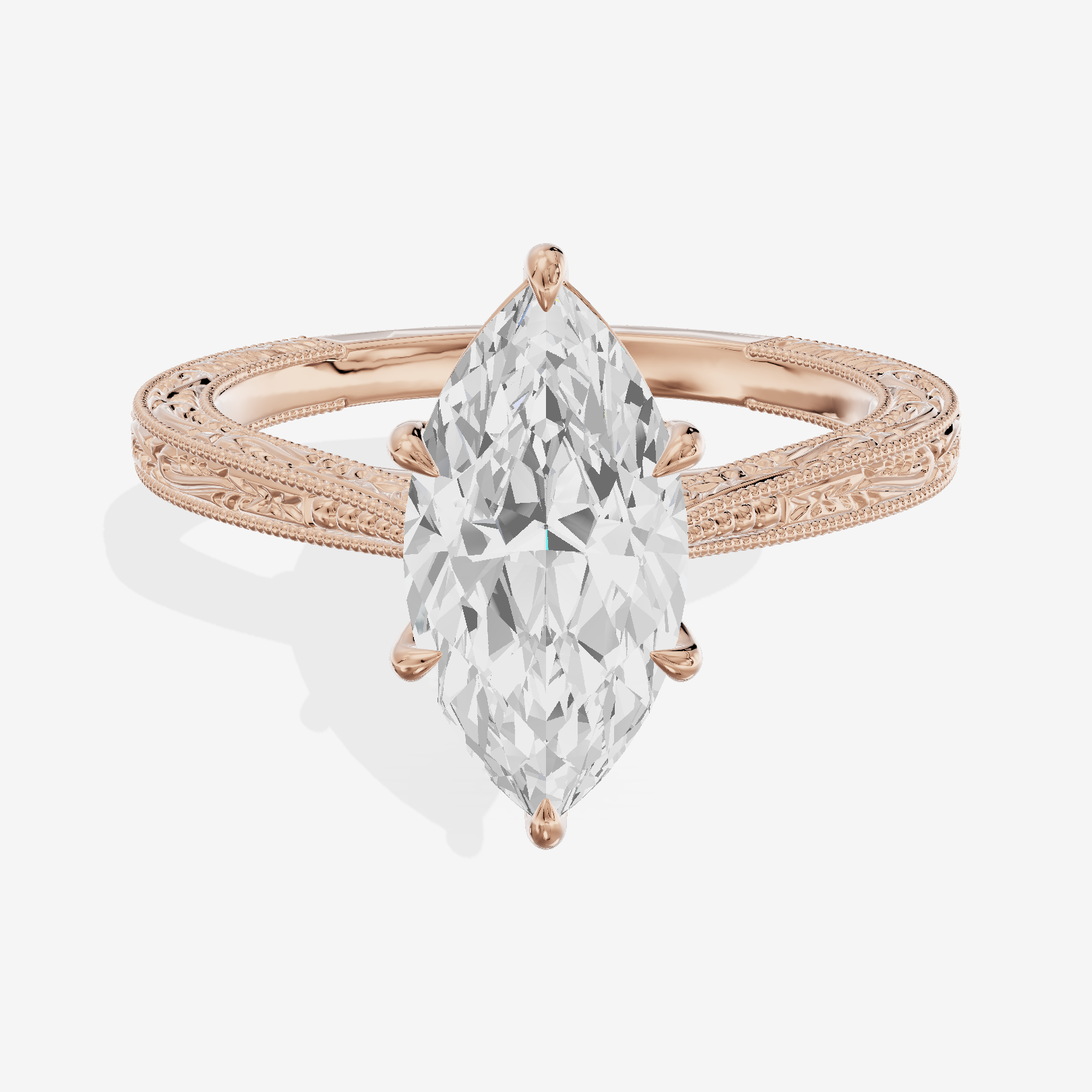 Vintage Vowsae Marquise Engagement Ring in 18K Rose Gold