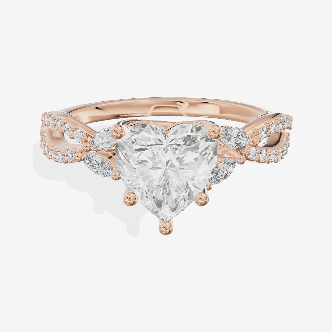 Luxe Domeline 1.5mm Heart Solitaire Engagement Ring (1/8 ct. tw.) in 18K Rose Gold