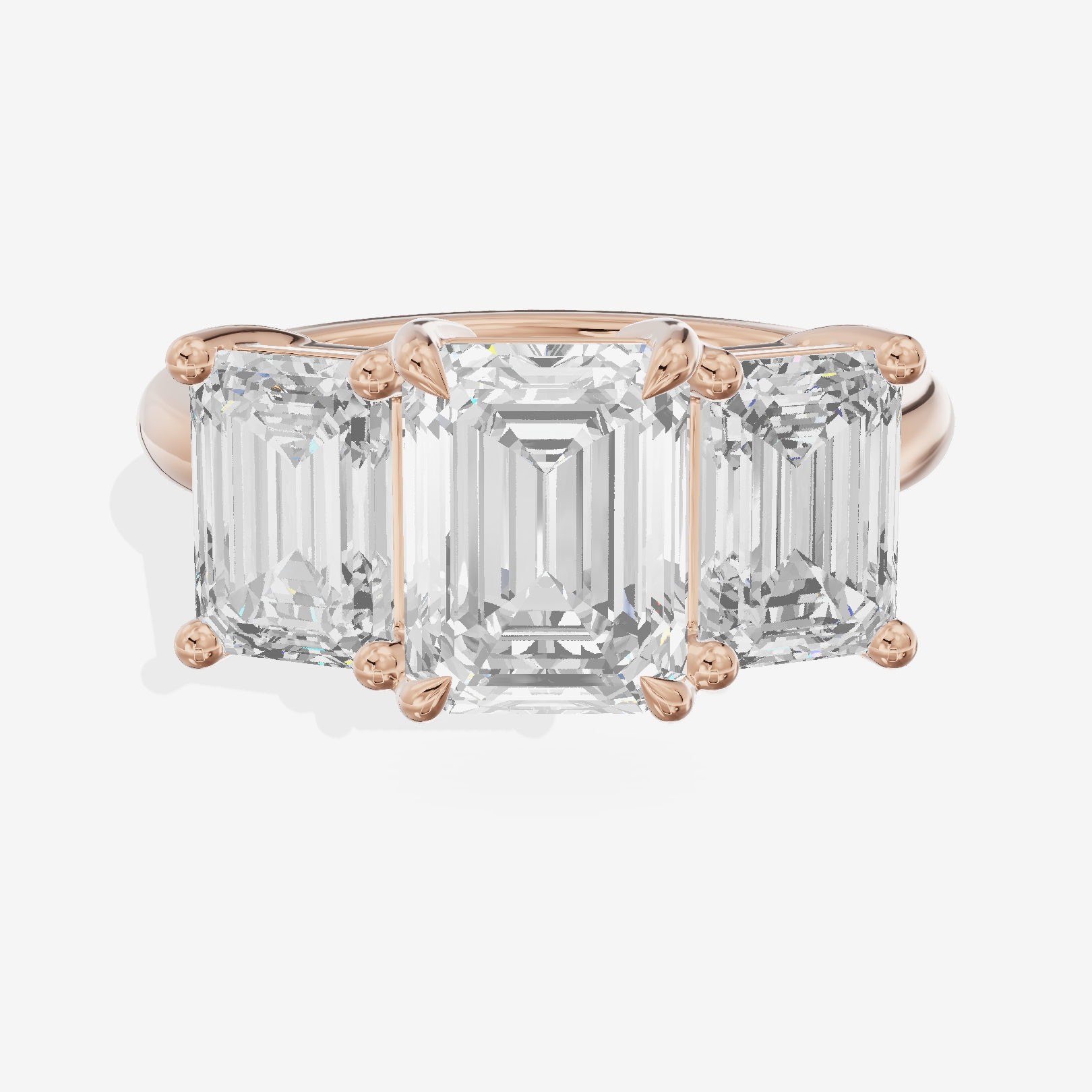 Luxe Whisper Three Stone Emerald Engagement Ring (3/4 ct. tw.) in 14K Rose Gold