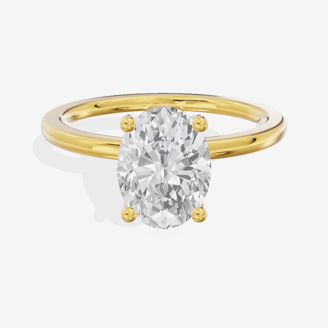 Vowsae Hidden Halo Oval Engagement Ring (1/20 ct. tw.) in 14K Yellow Gold