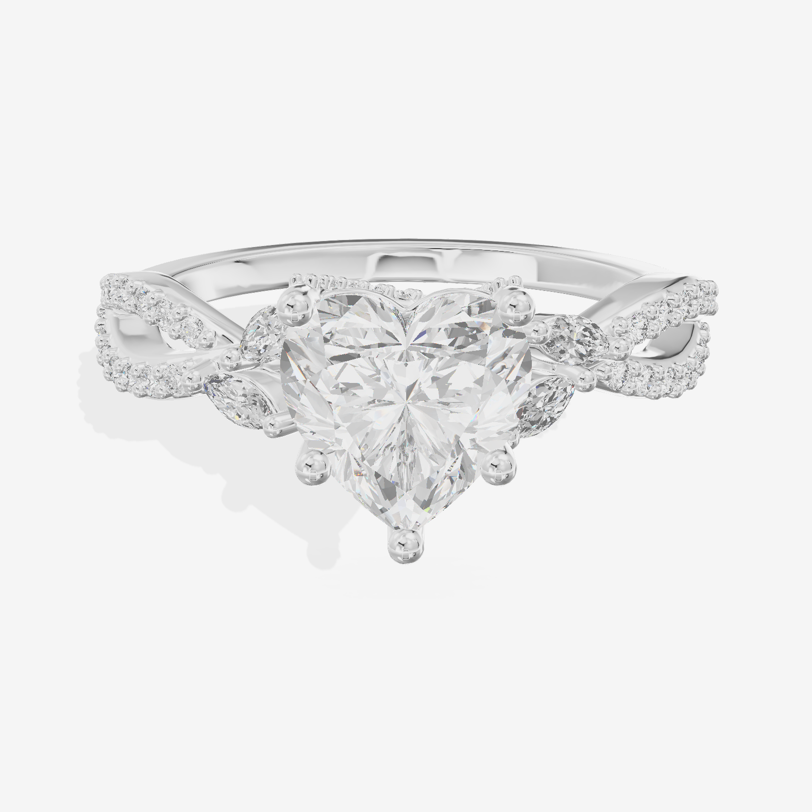 Luxe Heartline 1.5mm Heart Engagement Ring with Side Stones (1/3 ct. tw.) in 14K White Gold