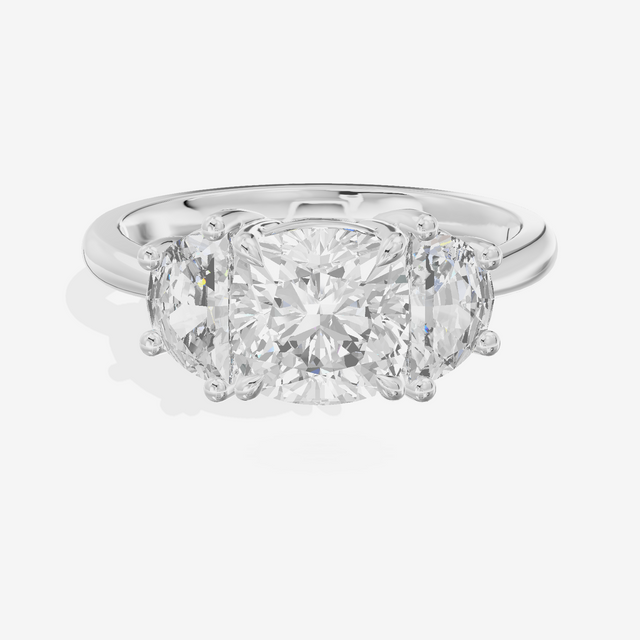 Vintage Sincere Three Stone Cushion Engagement Ring (1/2 ct. tw.) in Platinum