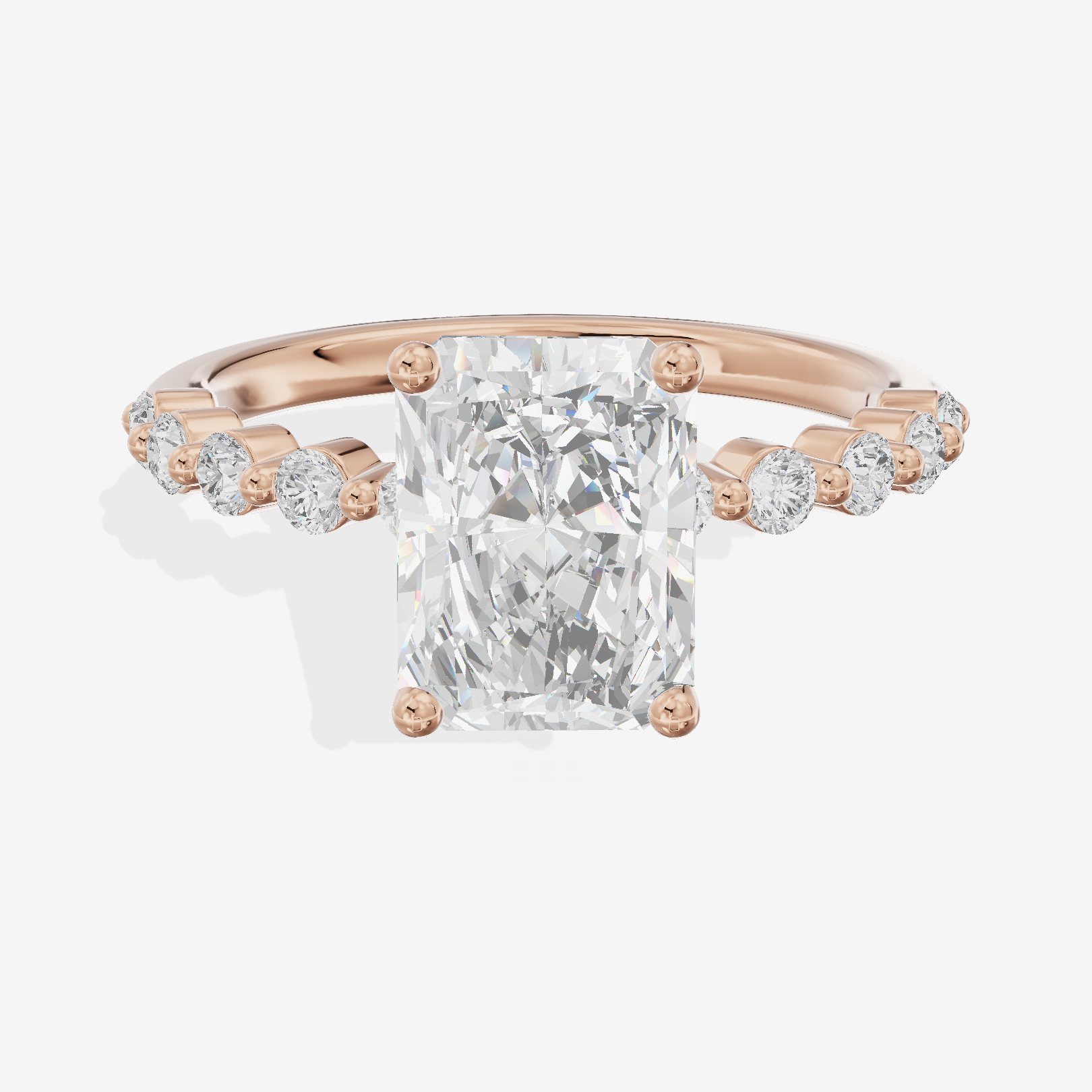Lustrous Aimora 3mm Radiant Solitaire Engagement Ring in 14K Rose Gold