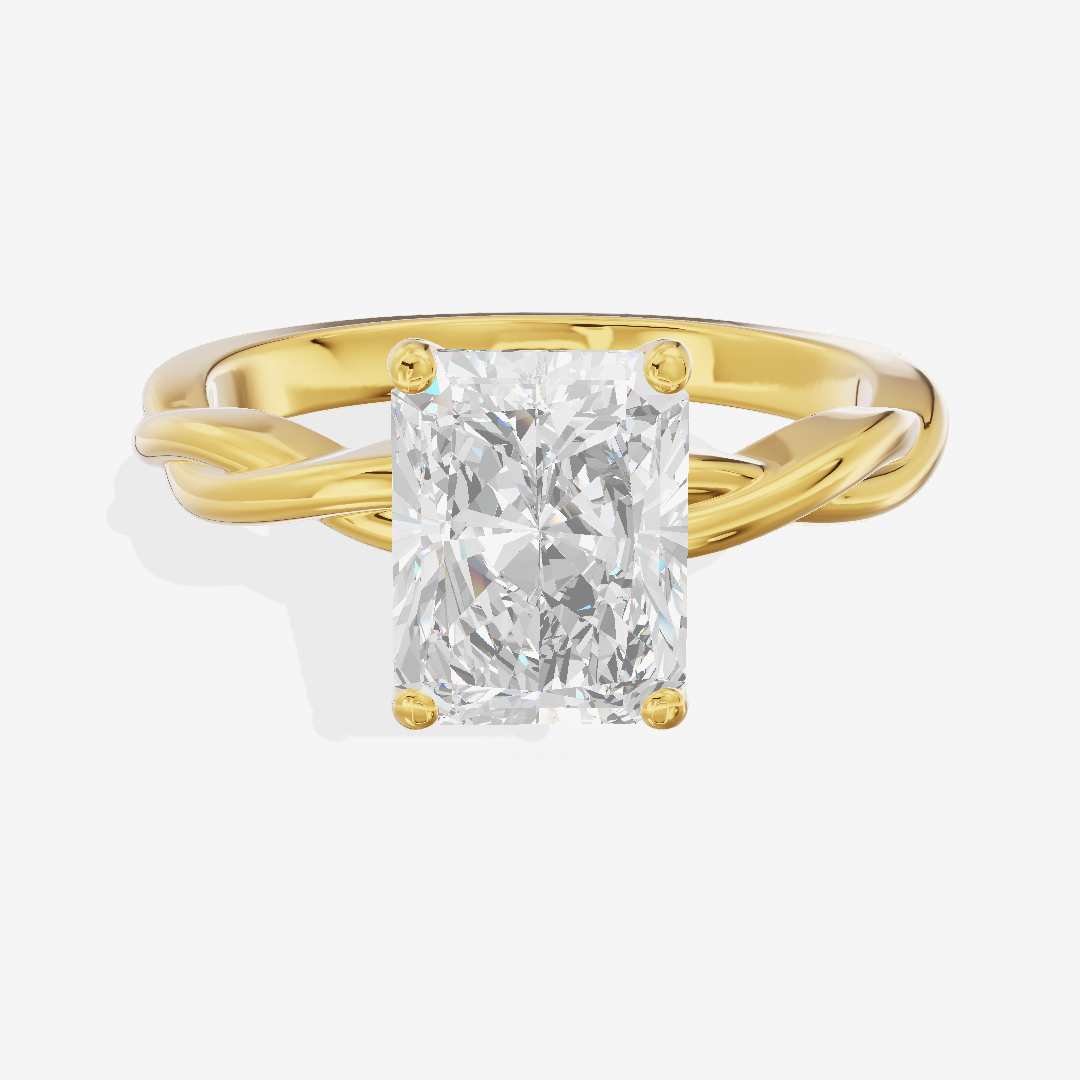 Twined Coeurine Radiant Twisted Engagement Ring in 18K Yellow Gold
