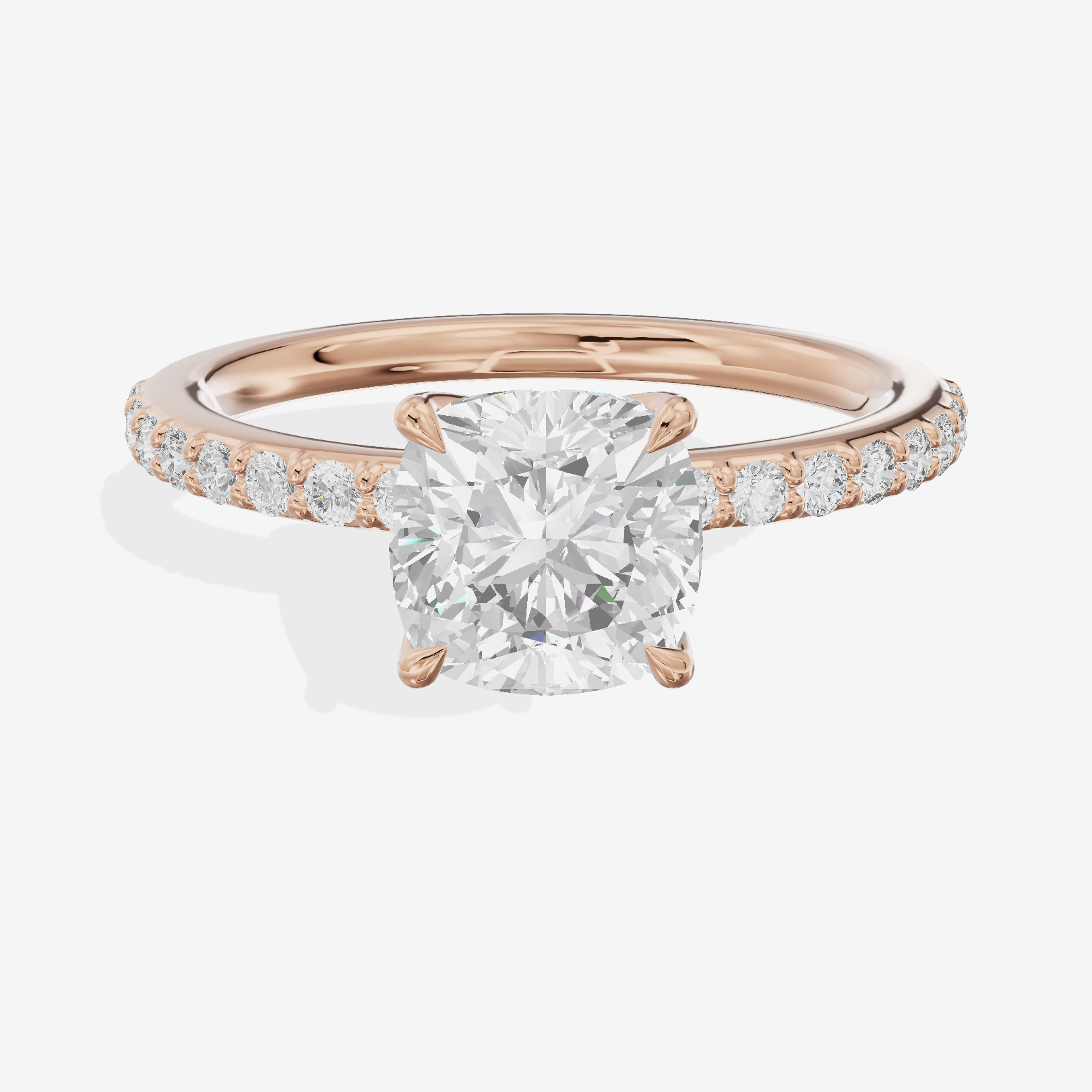 Luxe Whisper Cushion Engagement Ring with Side Stones (1/4 ct. tw.) in 14K Rose Gold