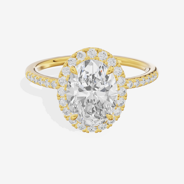 Vowsae Halo Oval Engagement Ring (1/5 ct. tw.) in 18K Yellow Gold