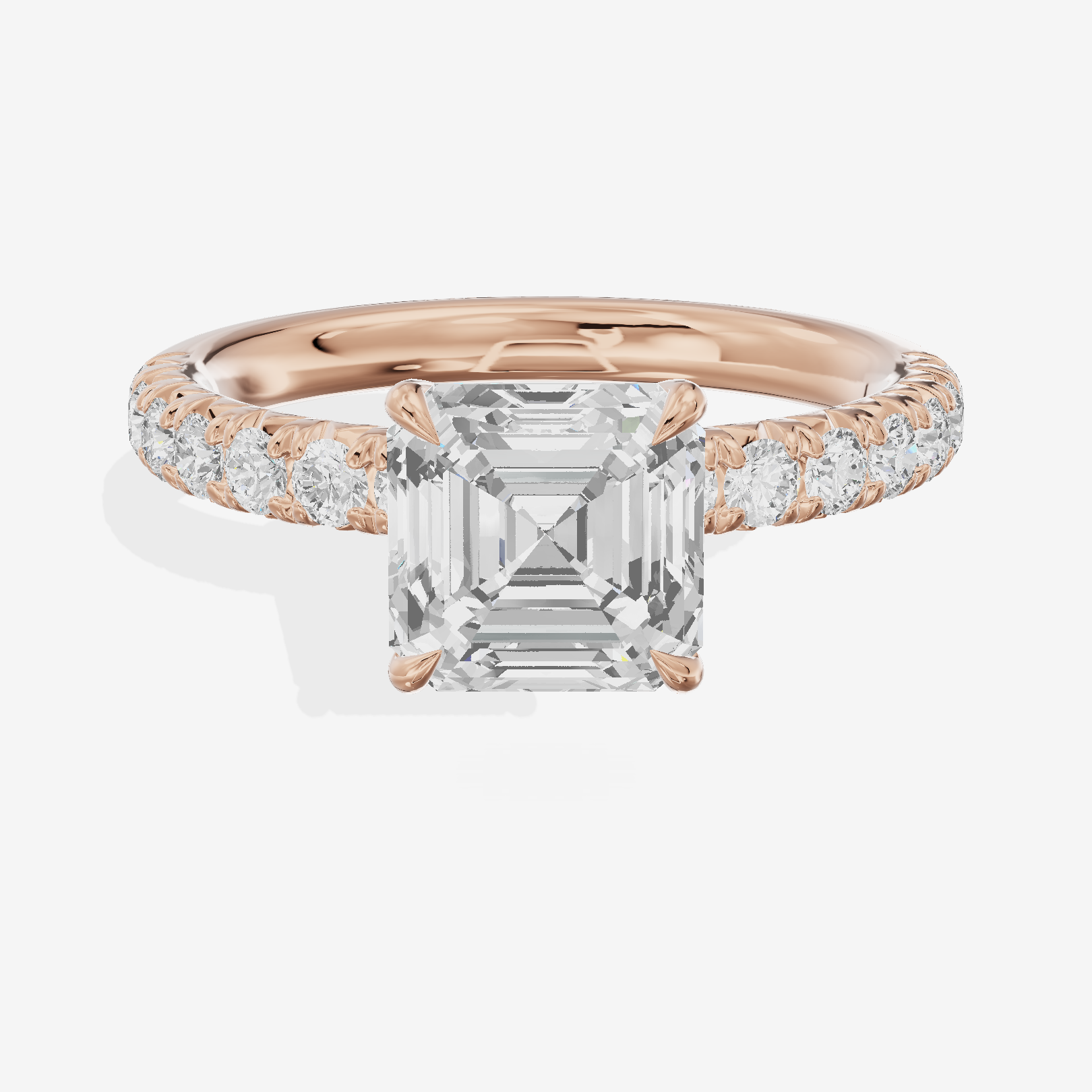 Luxe Aurea Asscher Engagement Ring with Side Stones (3/8 ct. tw.) in 14K Rose Gold