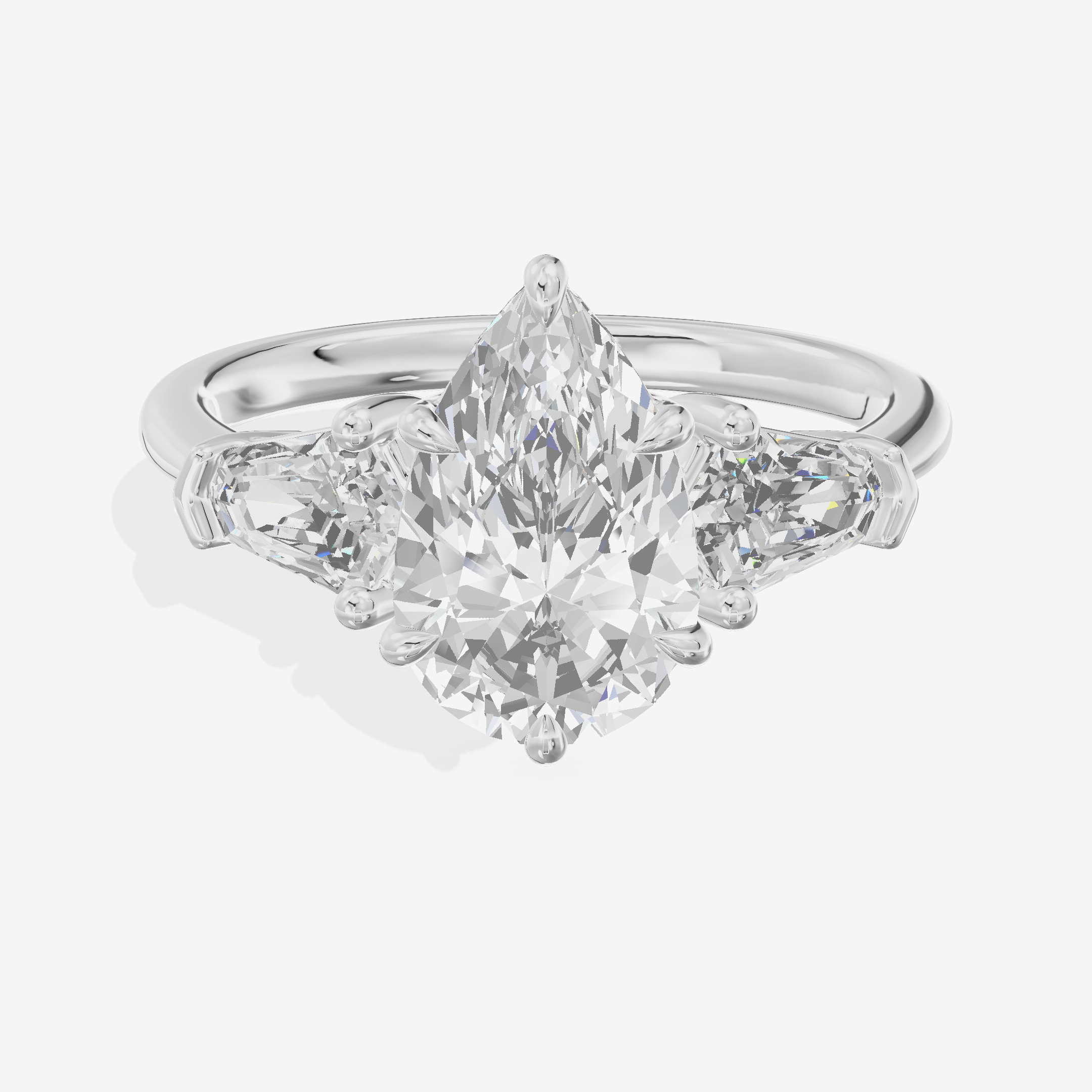 Classic Mirth Pear Three Stone Engagement Ring (1/2 ct. tw.) in Platinum